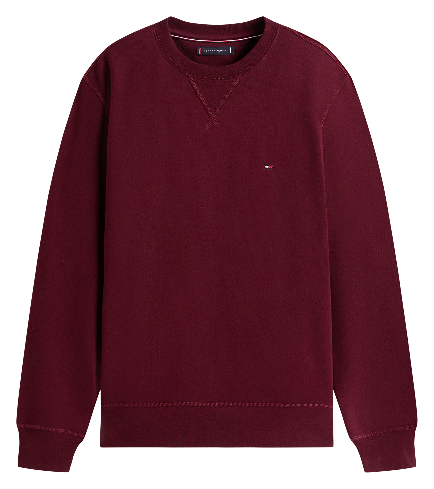 Straight-cut cotton-blend sweater with round neck  Deep burgundy
