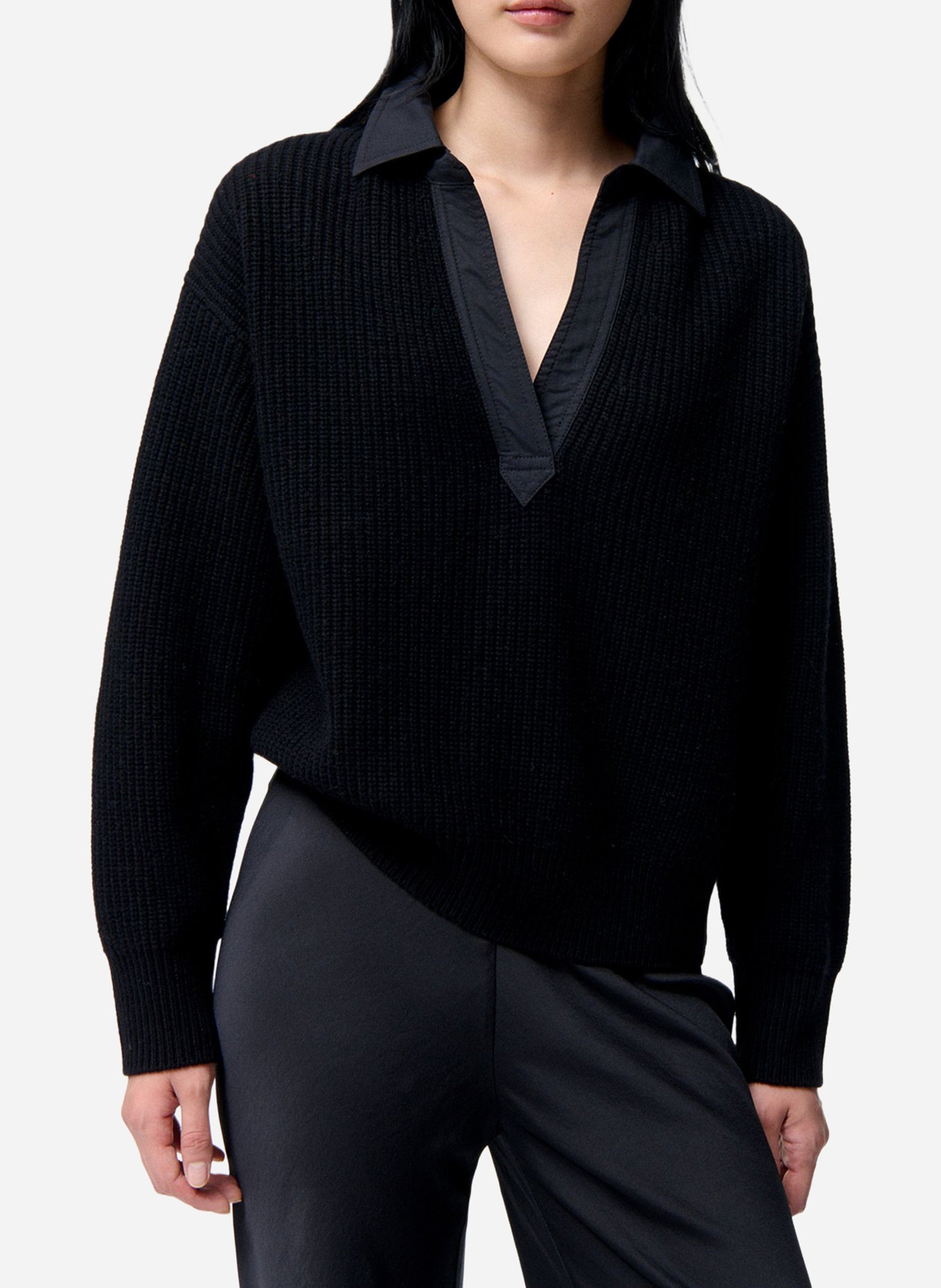 Pull col polo en laine VANESSA BRUNO Noir