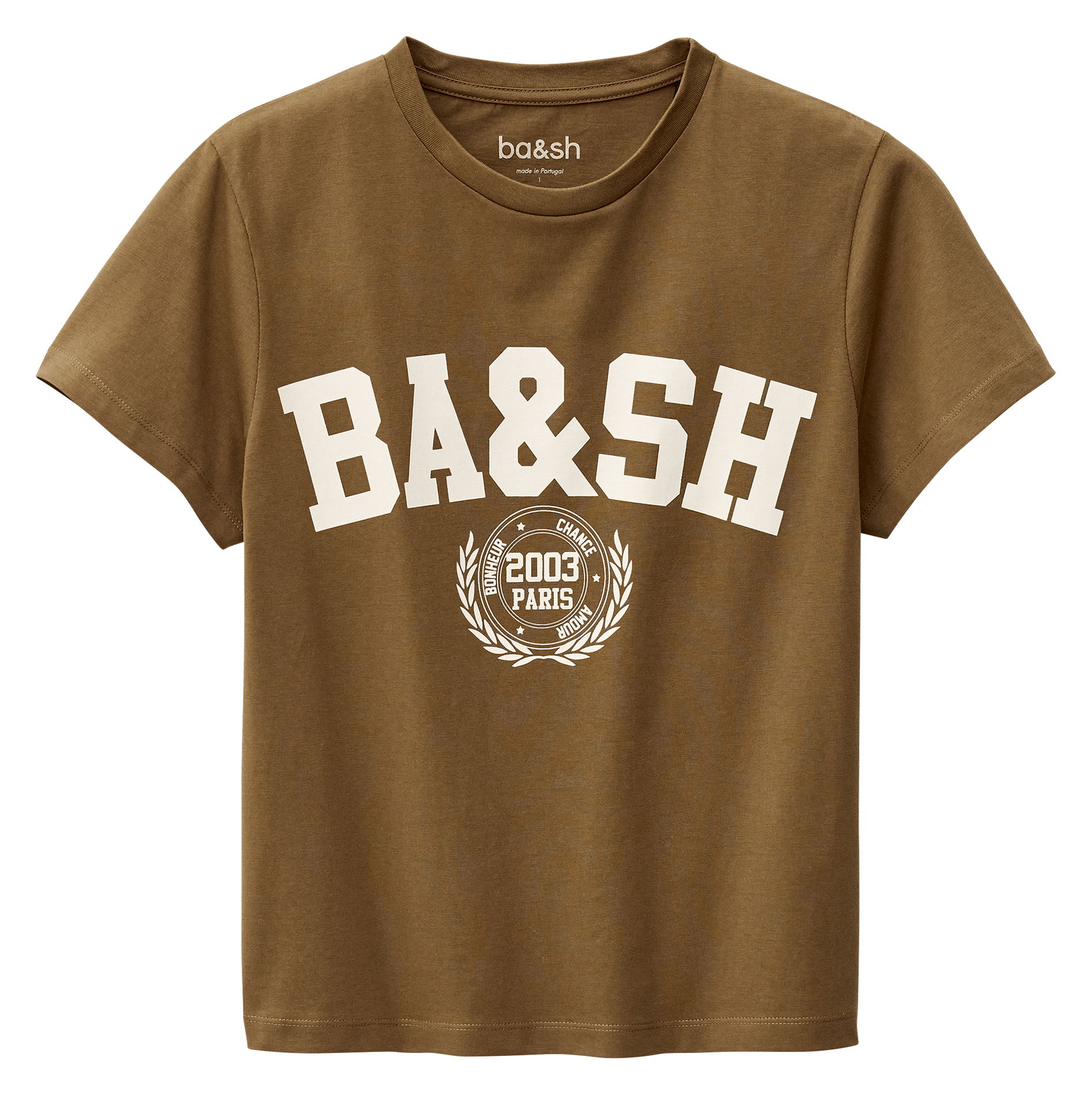 Recht, katoenen T-shirt met ronde hals en zeefdruk BA&SH Bruin