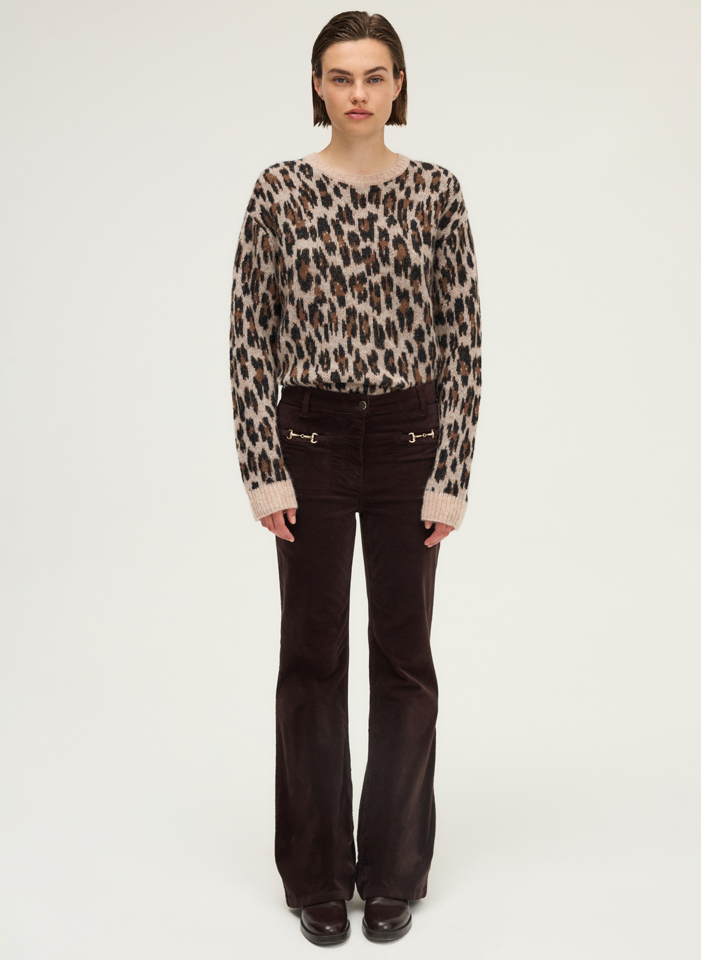 Flared velvet pants PABLO Brown