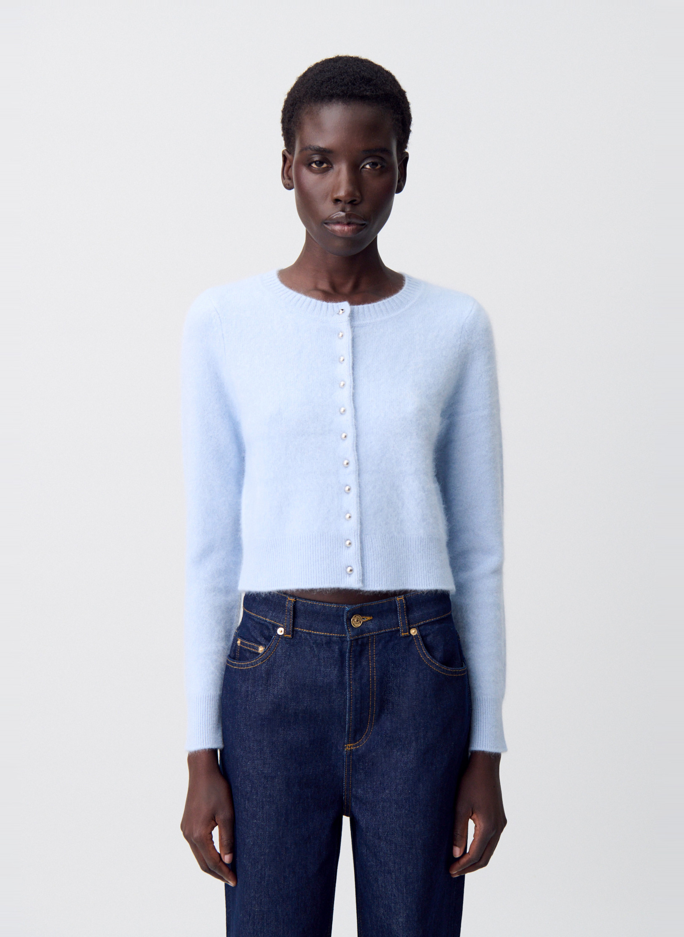 Gilet ocl rond en laine mélangée CLAUDIE PIERLOT Bleu
