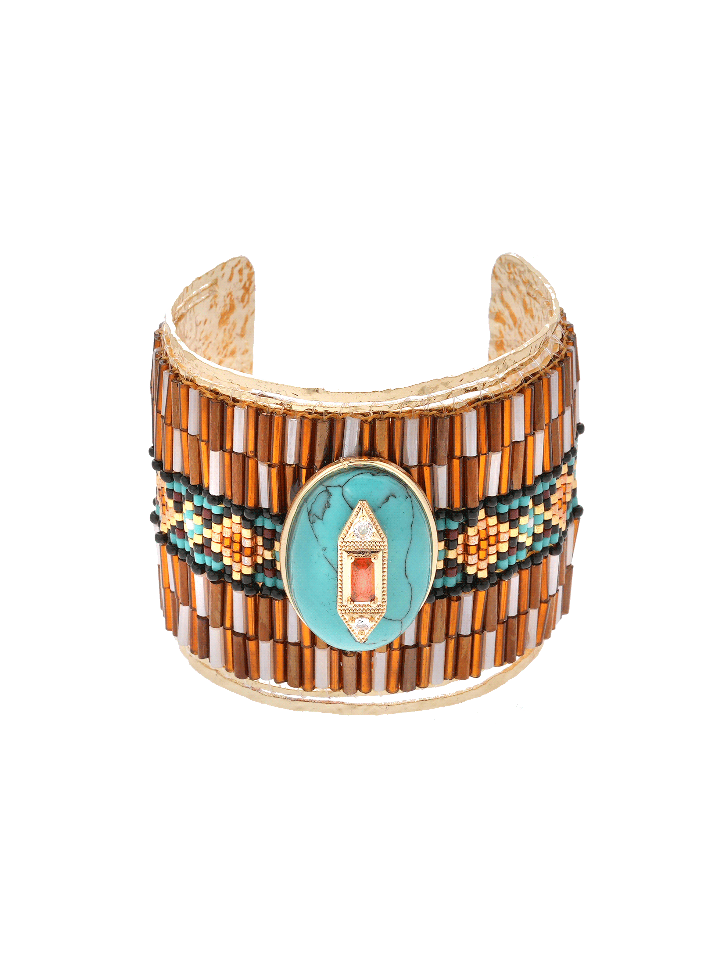 Woven bead cuff bracelet HIPANEMA Blue