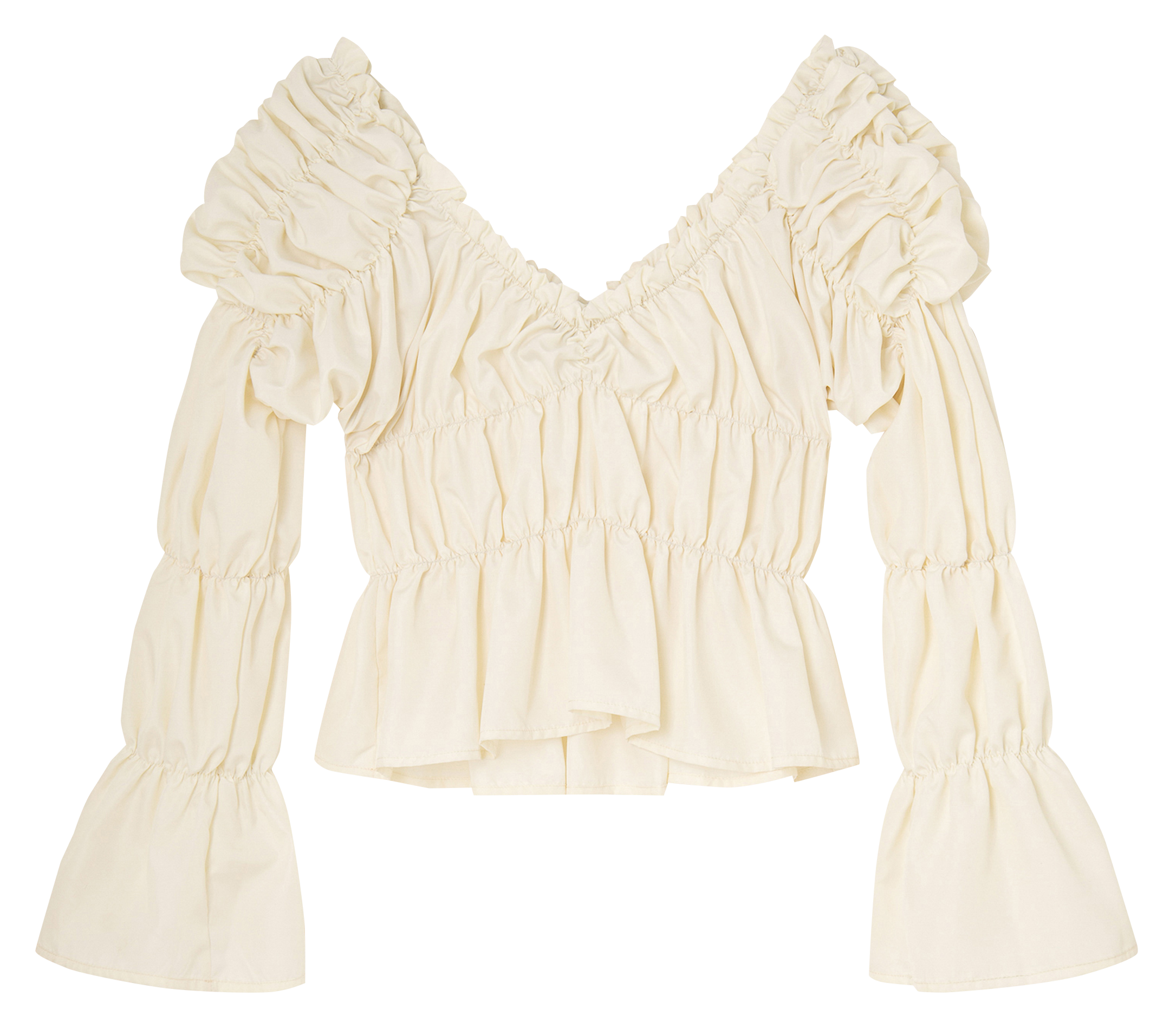 Langarm-Top mit Rüschen LAAGAM Beige