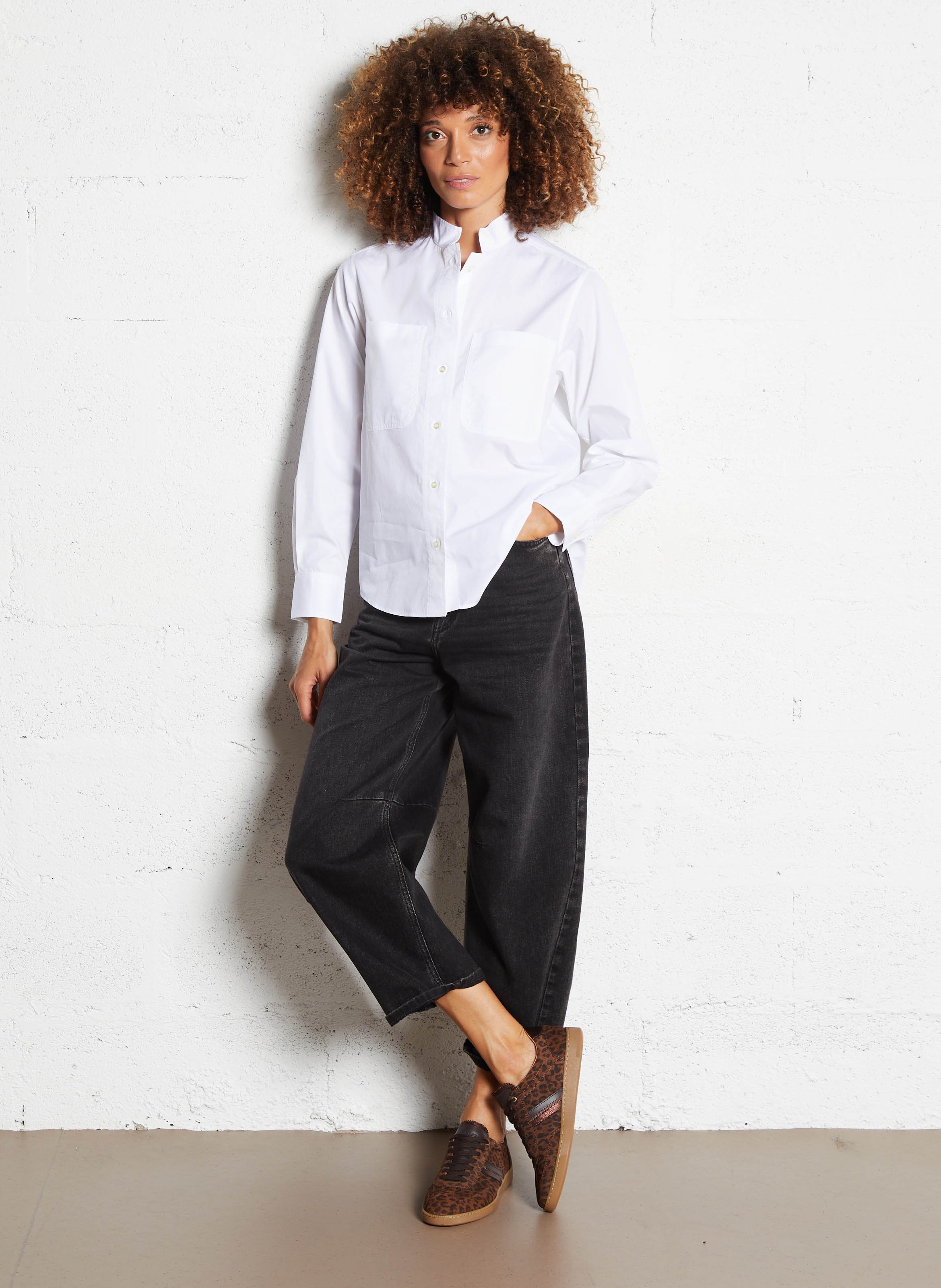 Leopard low-top sneakers in leather BOCAGE Brown