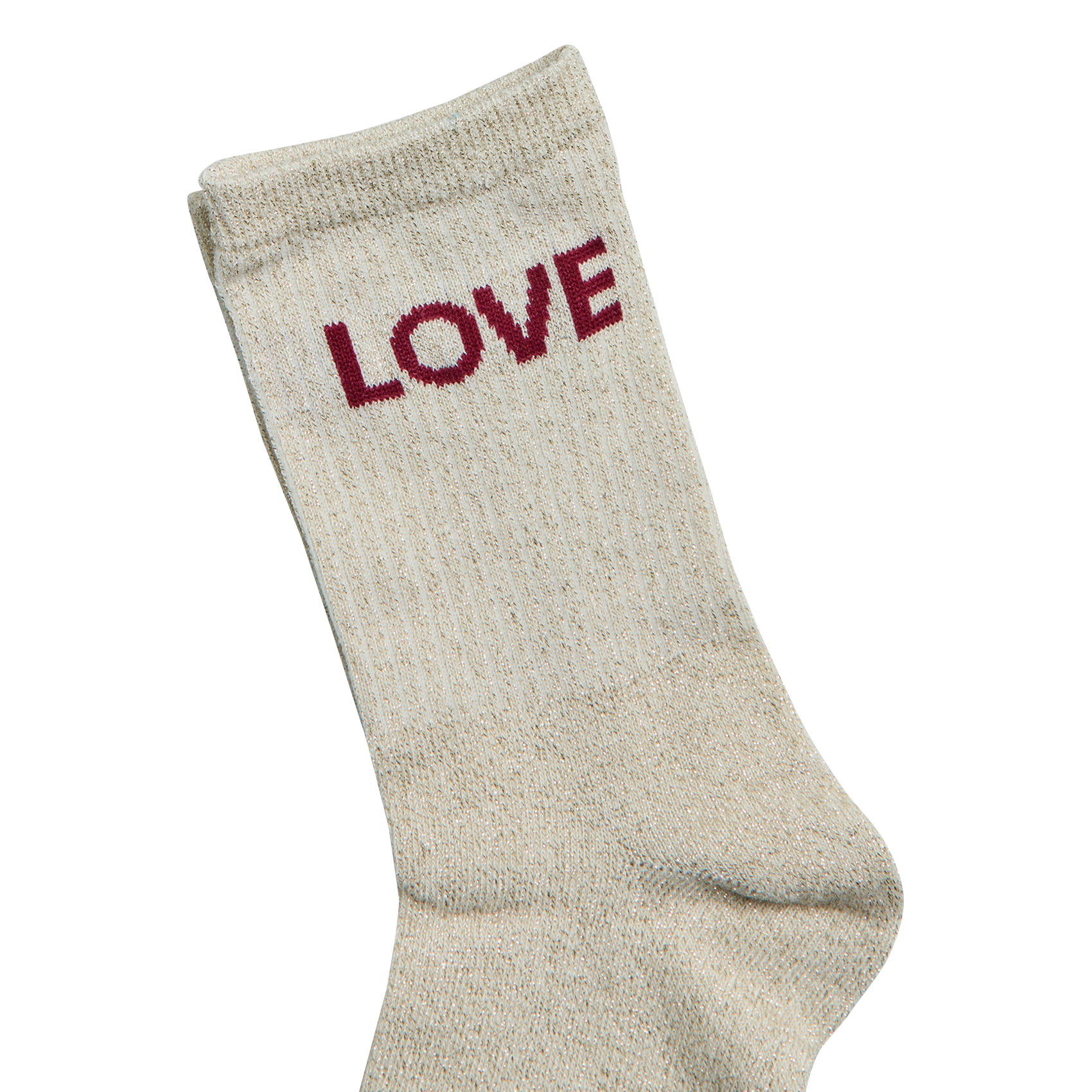 Hoge sokken met boodschap PIECES Beige