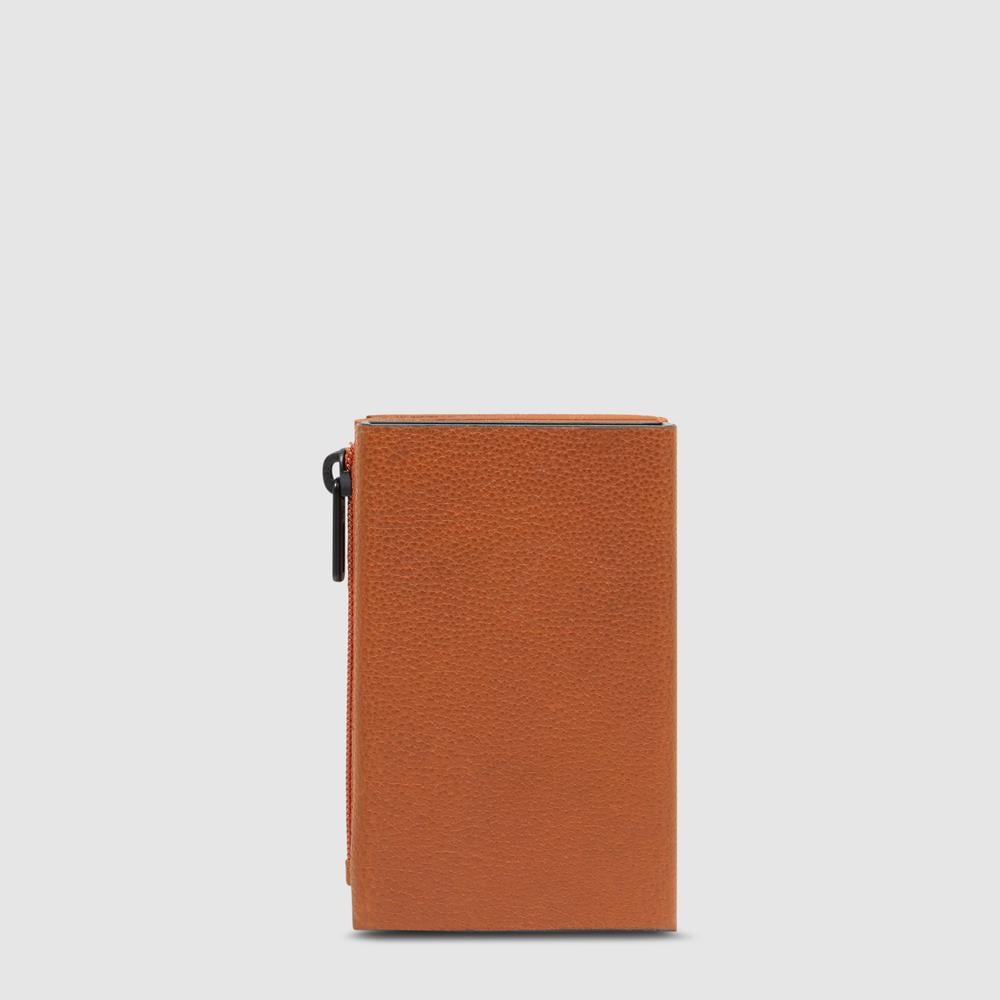 Compact wallet with pop-up card holder, coin pocket, and RFID protection PIQUADRO Orange