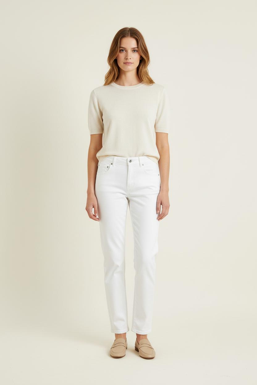 Cropped slim jeans with studs INES DE LA FRESSANGE - Seconde main White