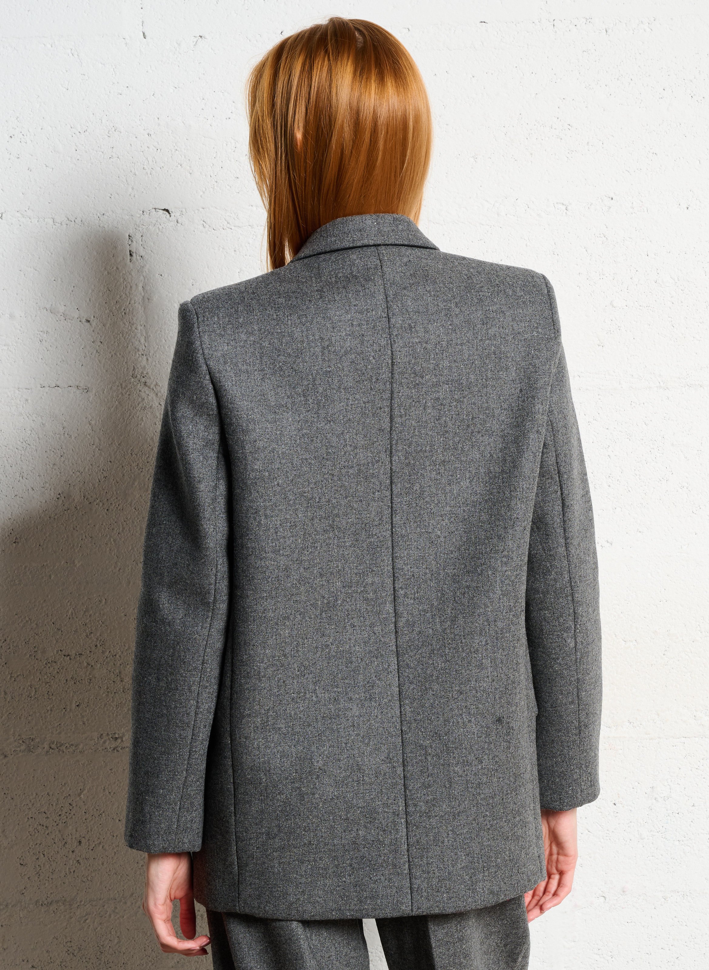 Manteau droit col tailleur en laine LAURENCE BRAS Gris