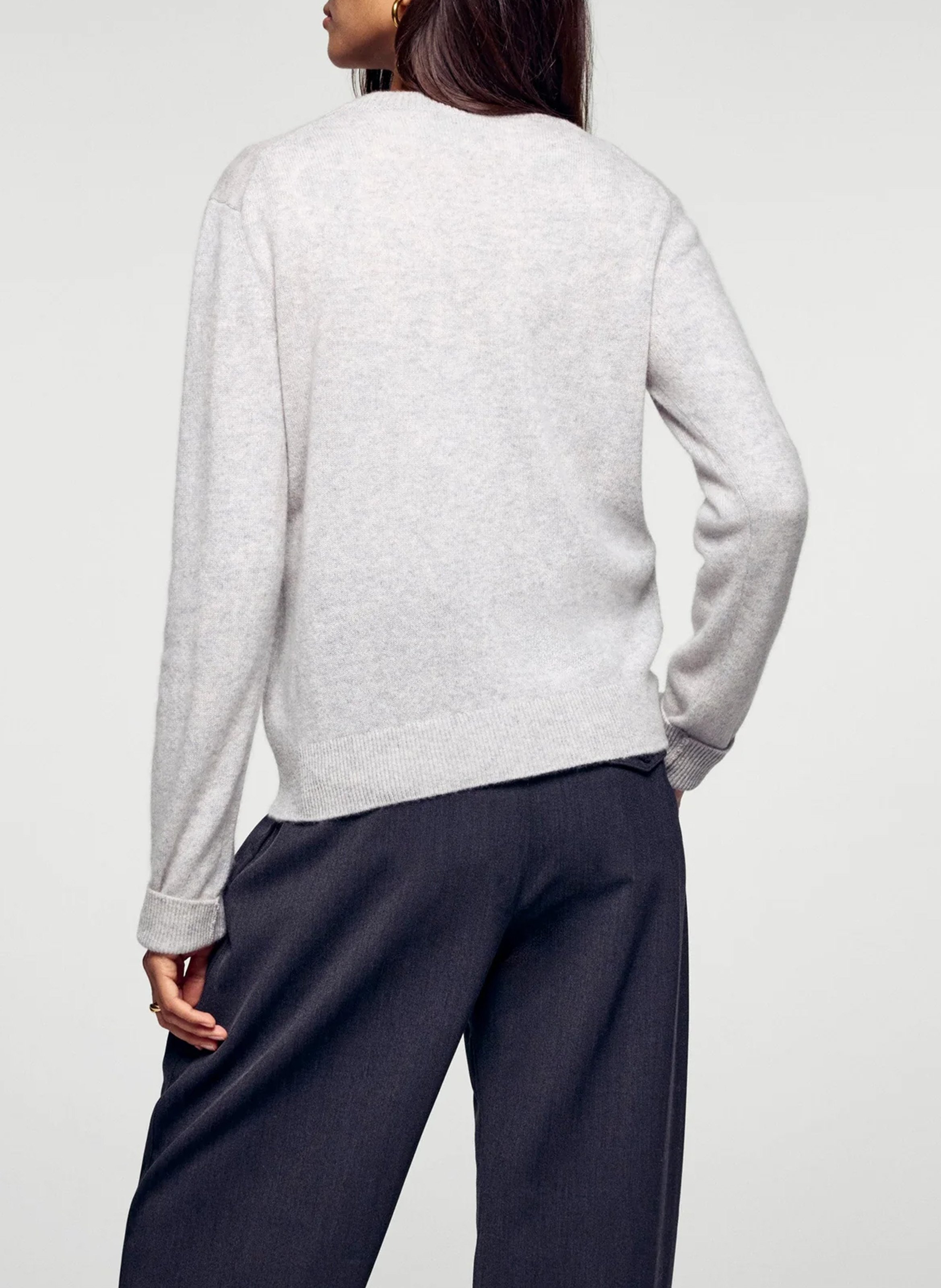 Straight cotton sweater with round neck FROM FUTURE Grey