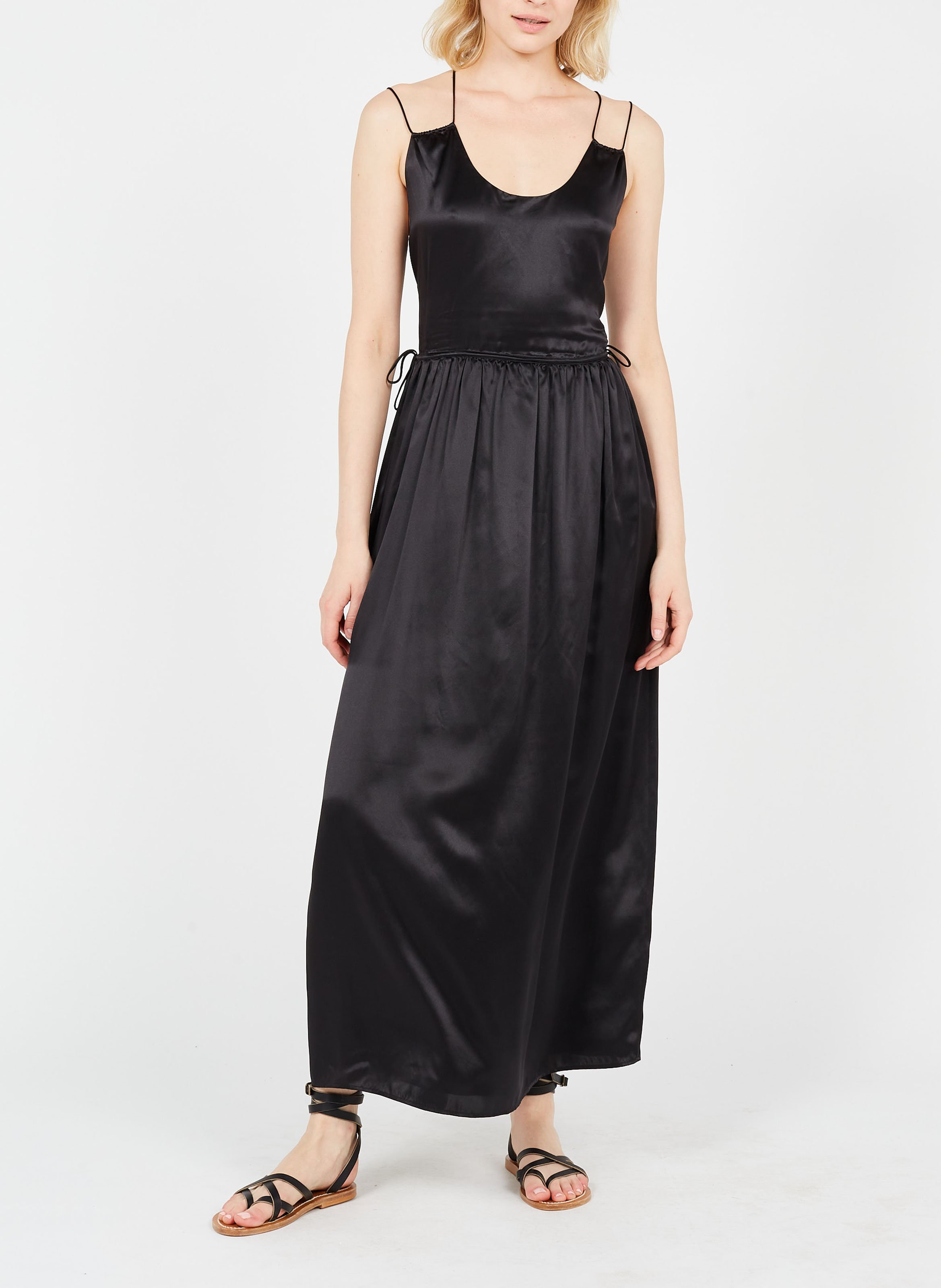 Robe longue col rond en soie  THE KOOPLES Noir