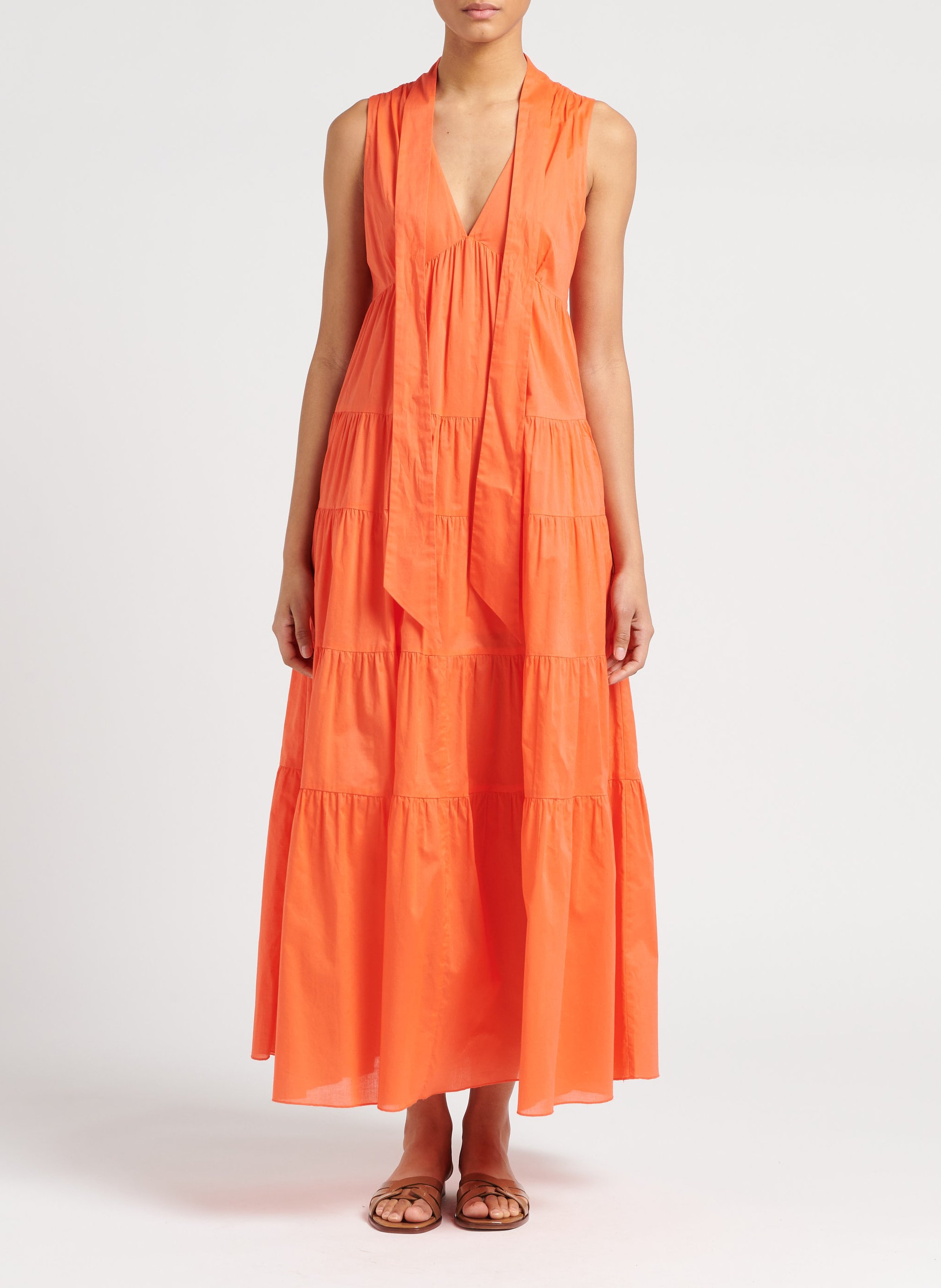 Robe longue col V en coton  MAX&Co. Orange