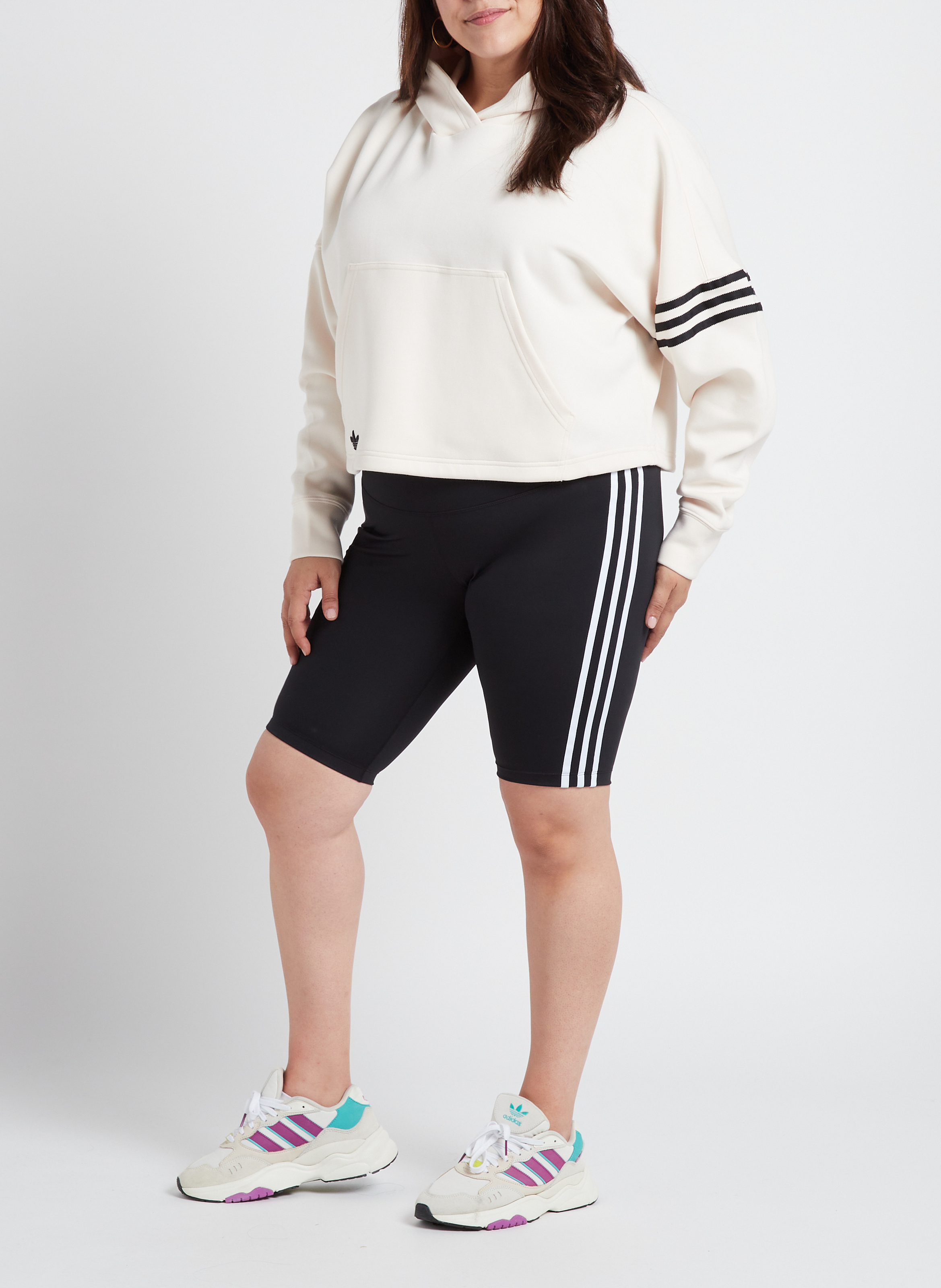 Kurzes Kapuzensweatshirt ADIDAS Beige
