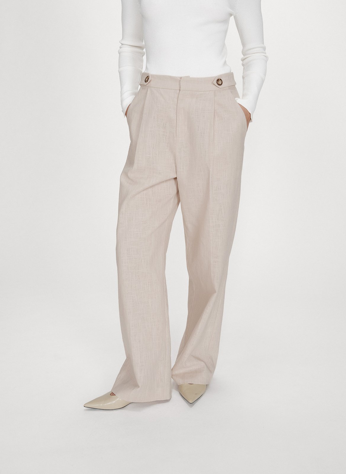 Trousers tailored in plain linen blend GRACE ET MILA Beige