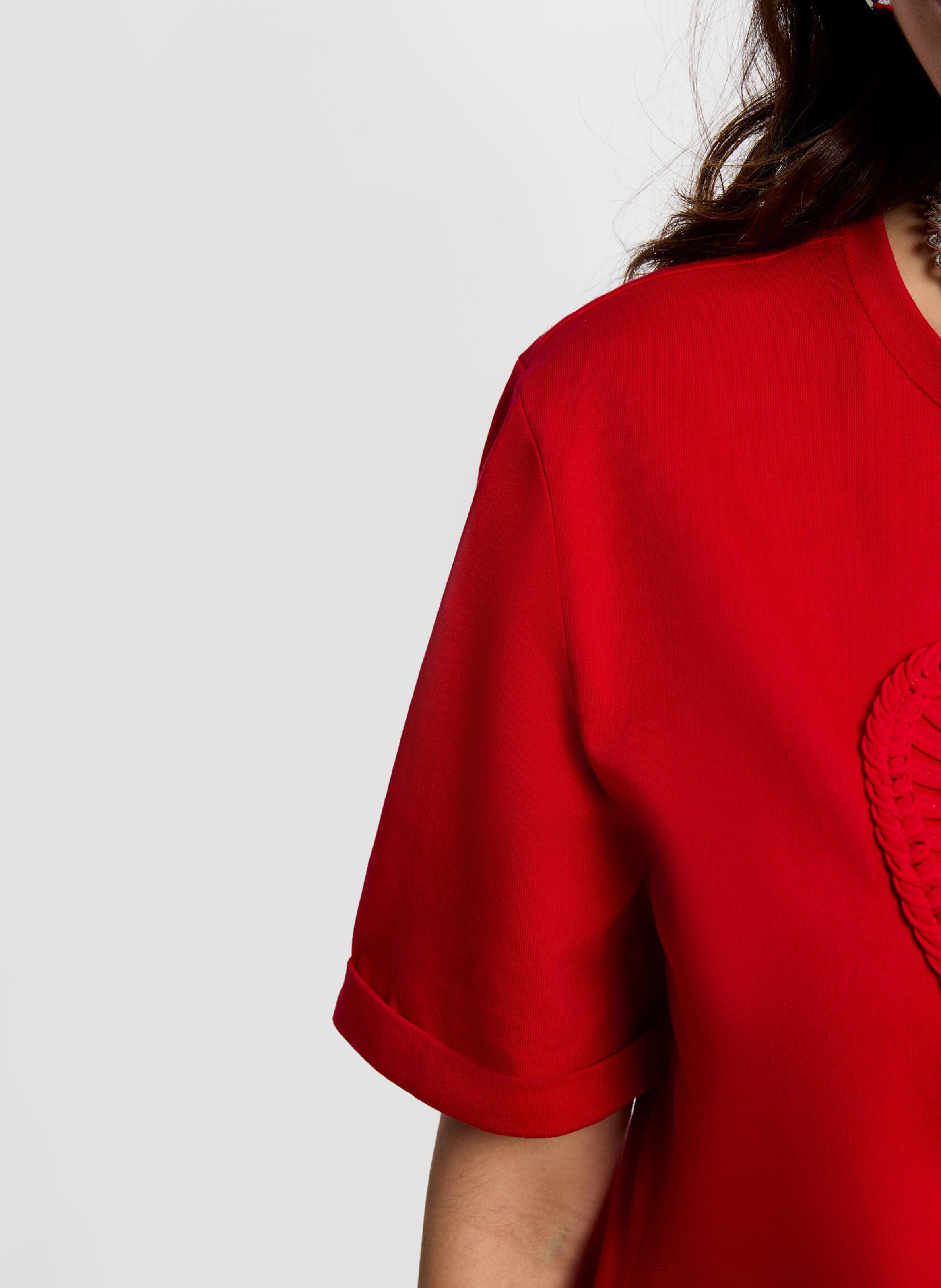 Tee-shirt manches courtes broderies cœur MORGAN Rouge