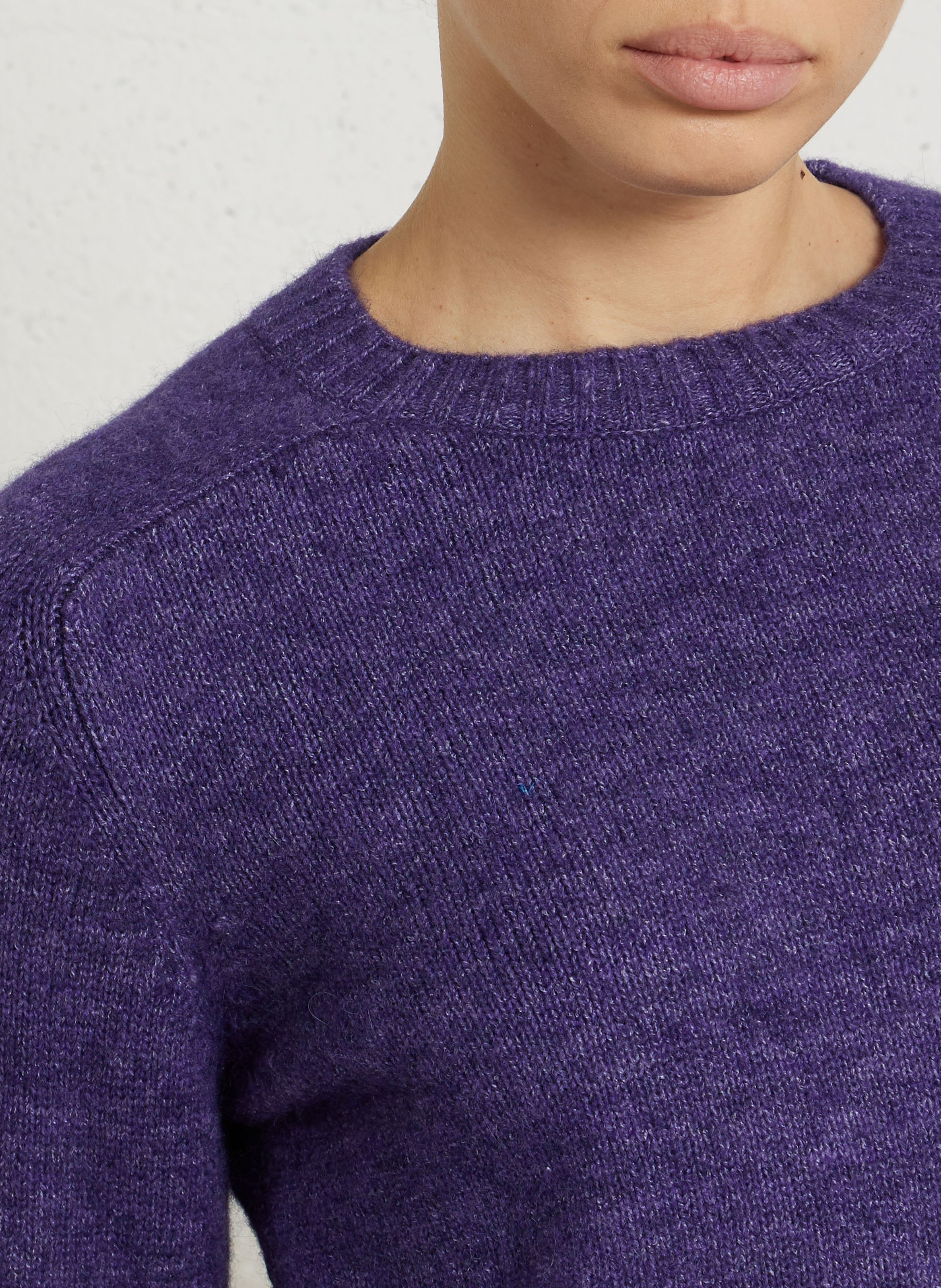 Pull col rond droit en maille tricotée SOEUR Violet