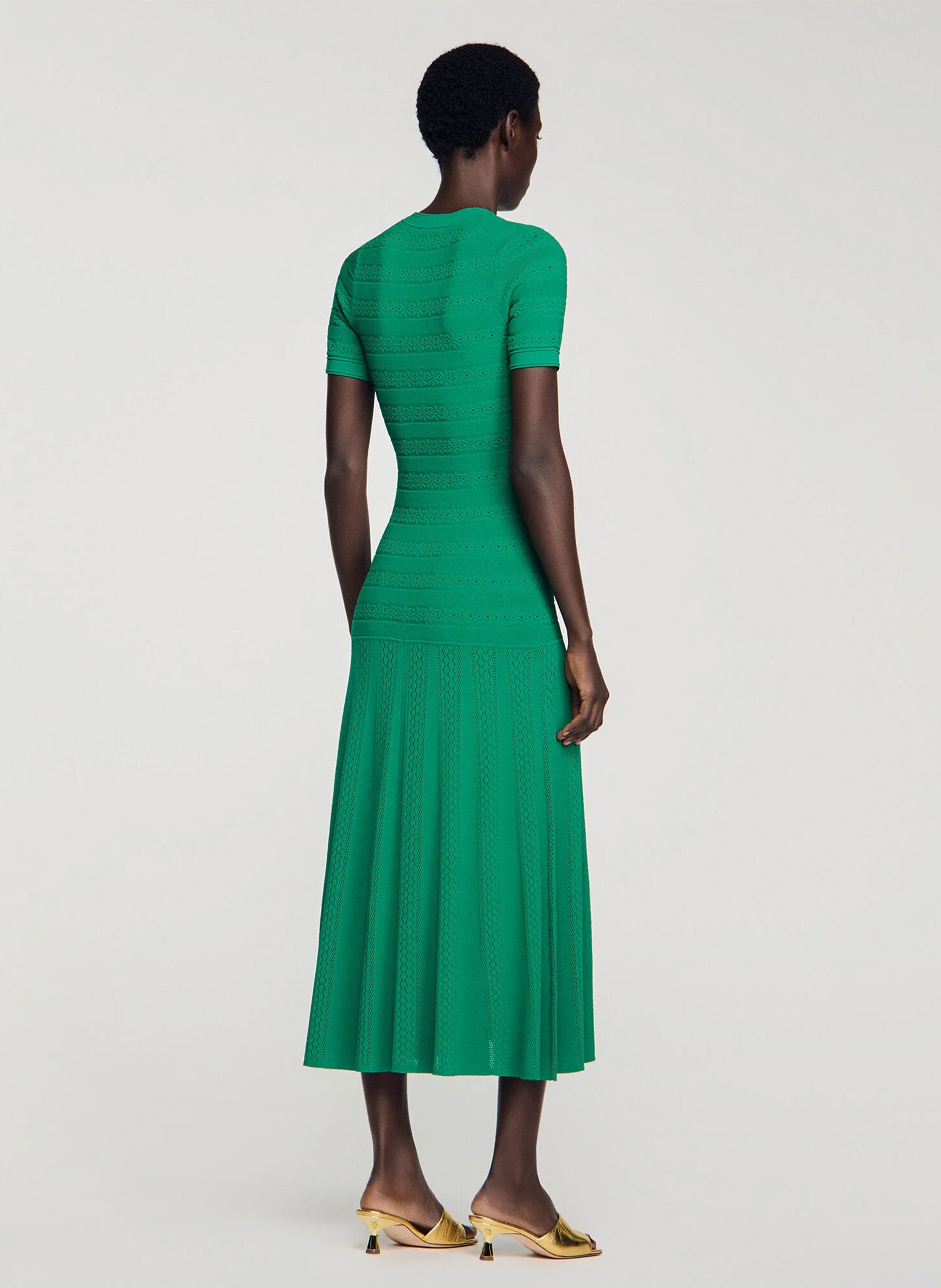 Lange jurk met ronde hals SANDRO Green