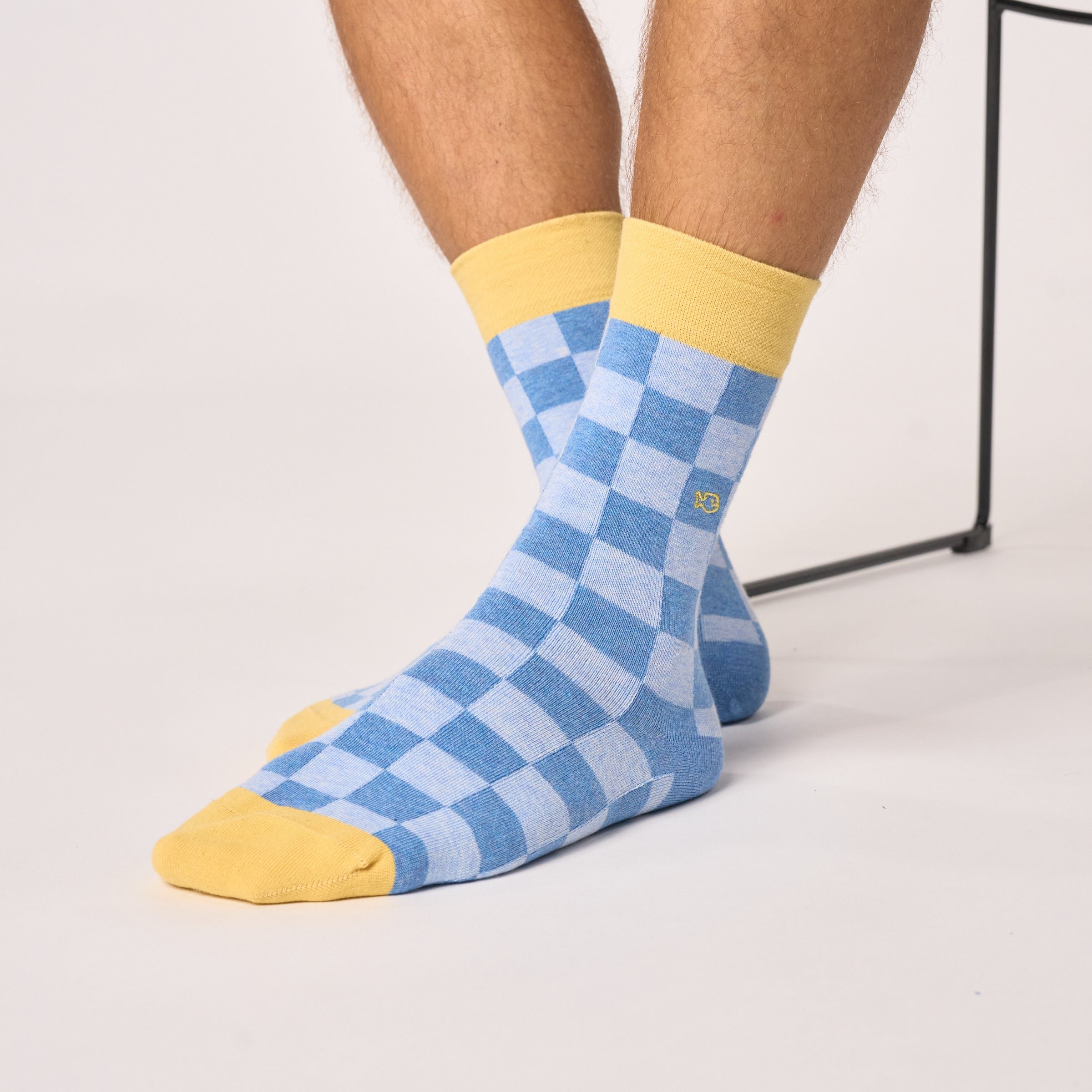 Combed cotton checkered socks BILLYBELT Blue