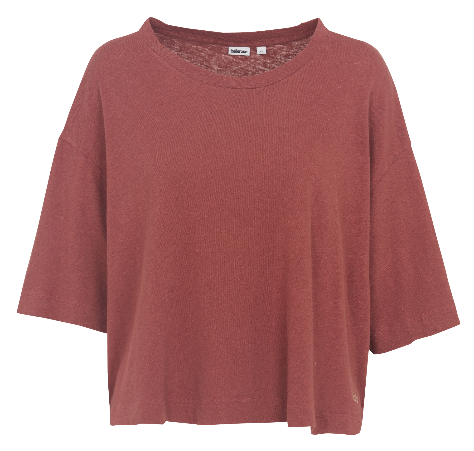 Übergroßes Rundhals-T-Shirt aus Baumwolle und Leinen BELLEROSE Orange