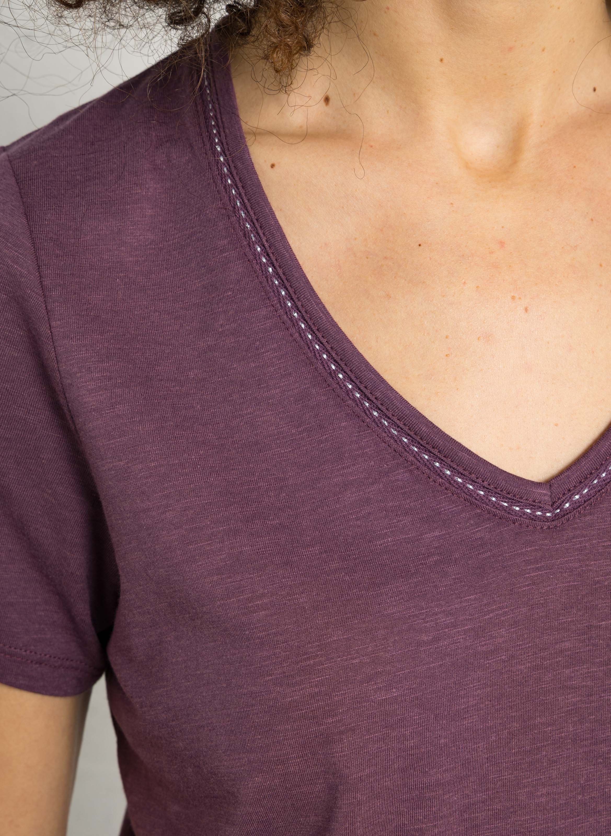 T-shirt oversize col V en coton mélangé SUD EXPRESS Violet