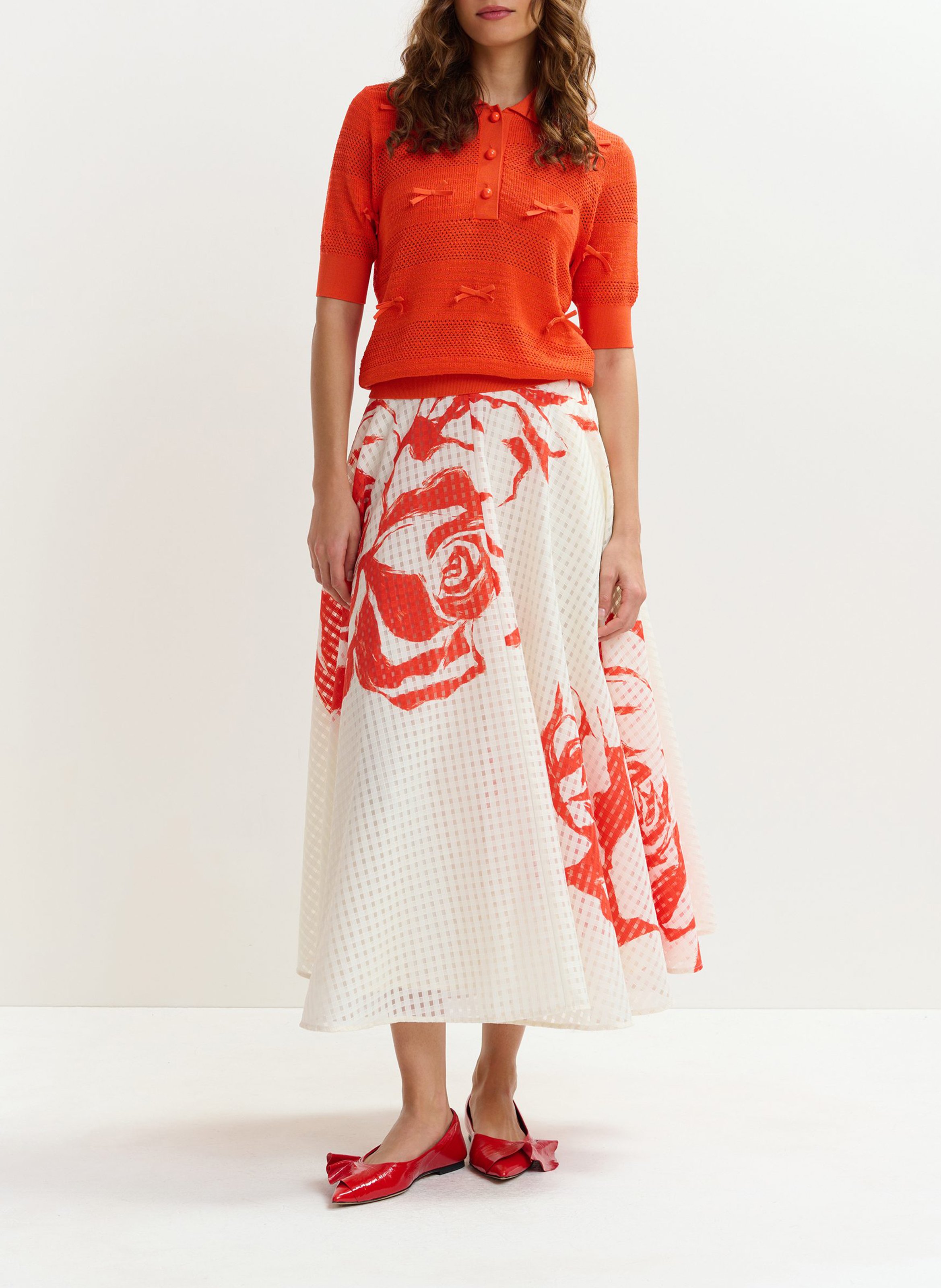 Long printed A-line skirt ESSENTIEL ANTWERP White