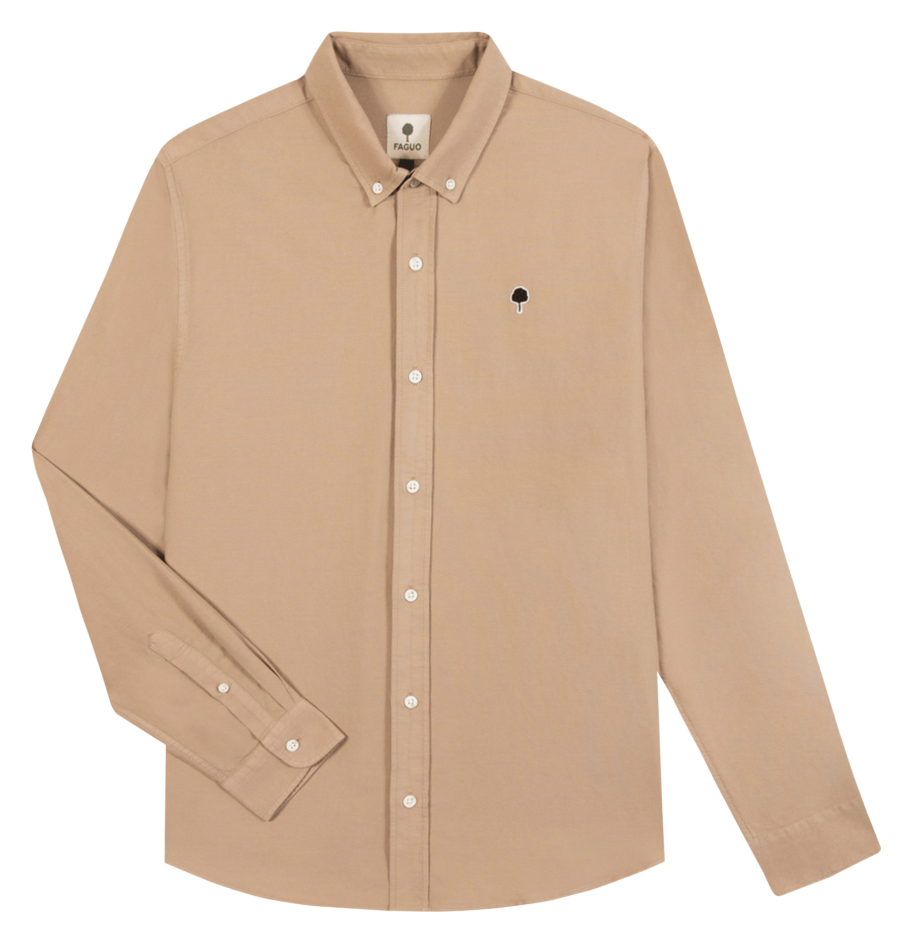 Chemise droite col classique en coton FAGUO Beige