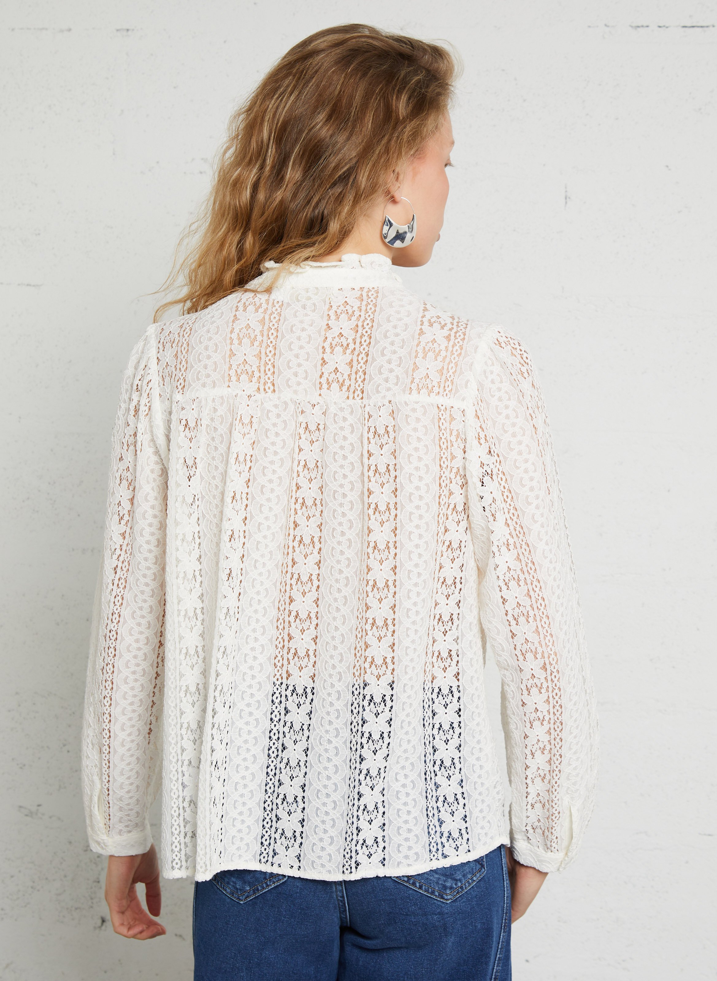 Straight-cut shirt with lace LA PETITE ETOILE Beige