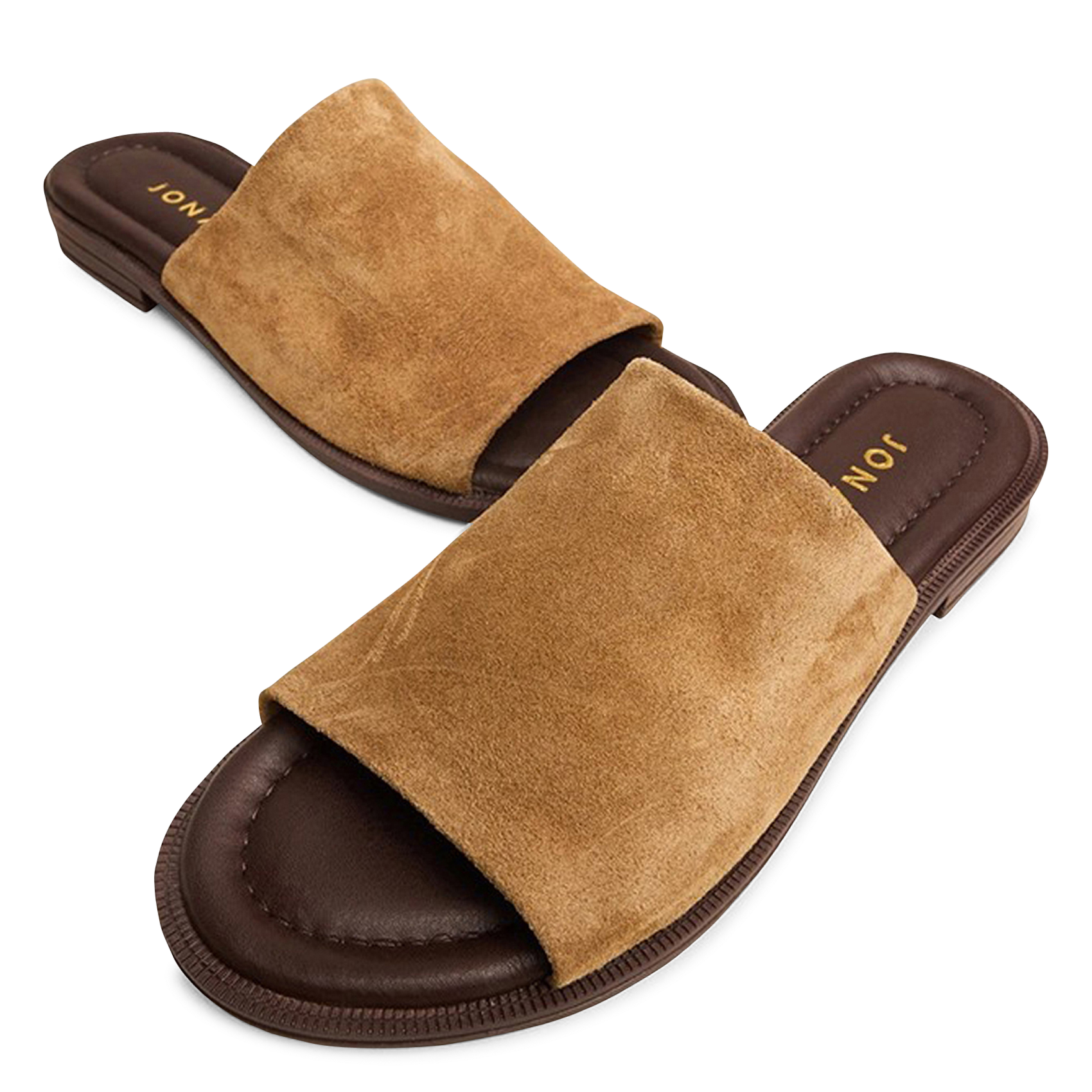 Mules plates en cuir velours JONAK Marron