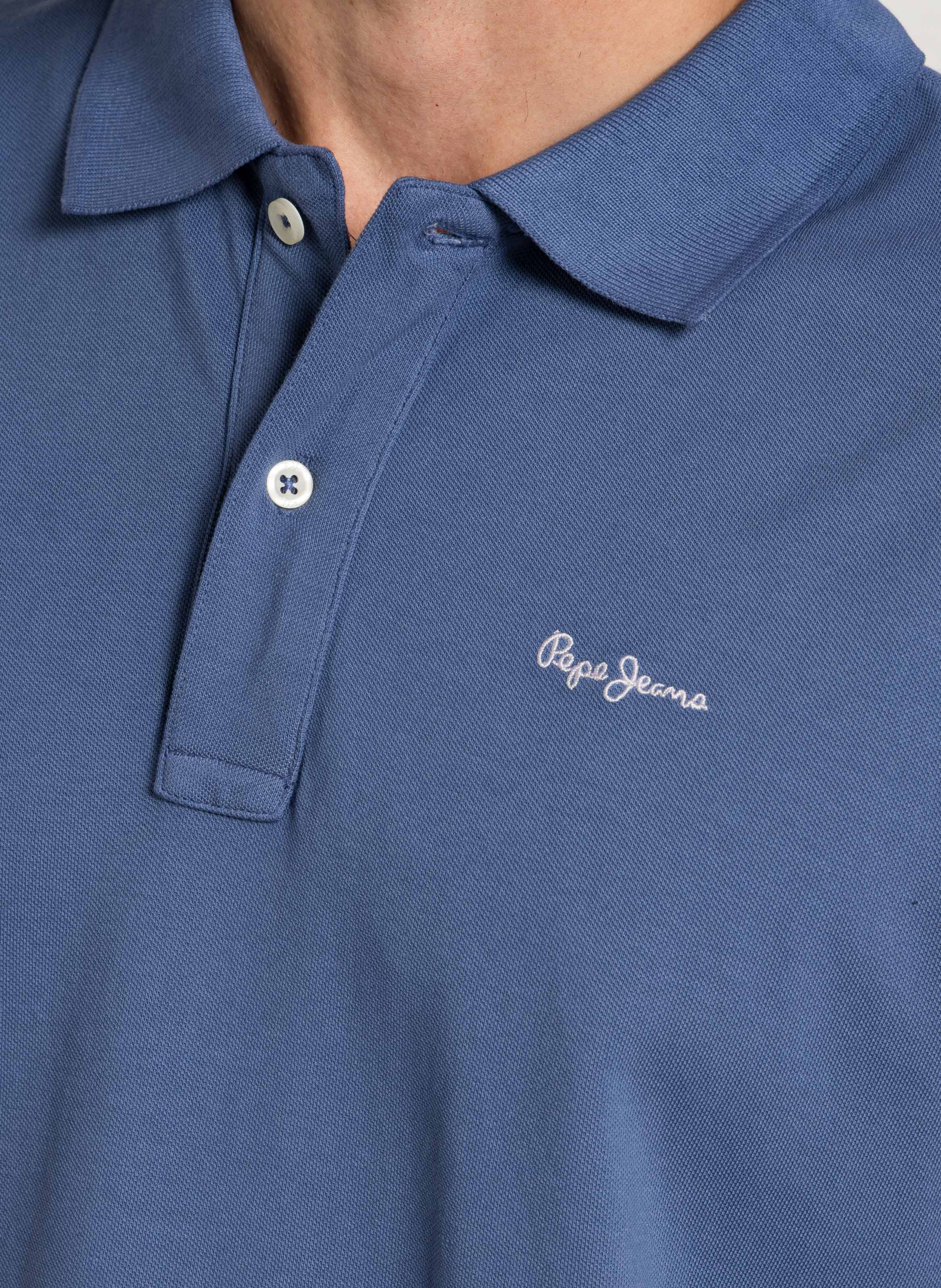 Embroidered cotton polo shirt PEPE JEANS Blue