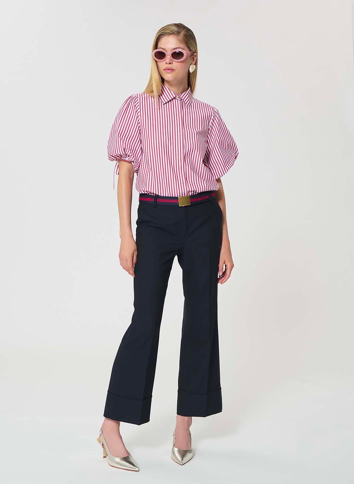 Chemise droite à rayures en popeline TARA JARMON Rouge