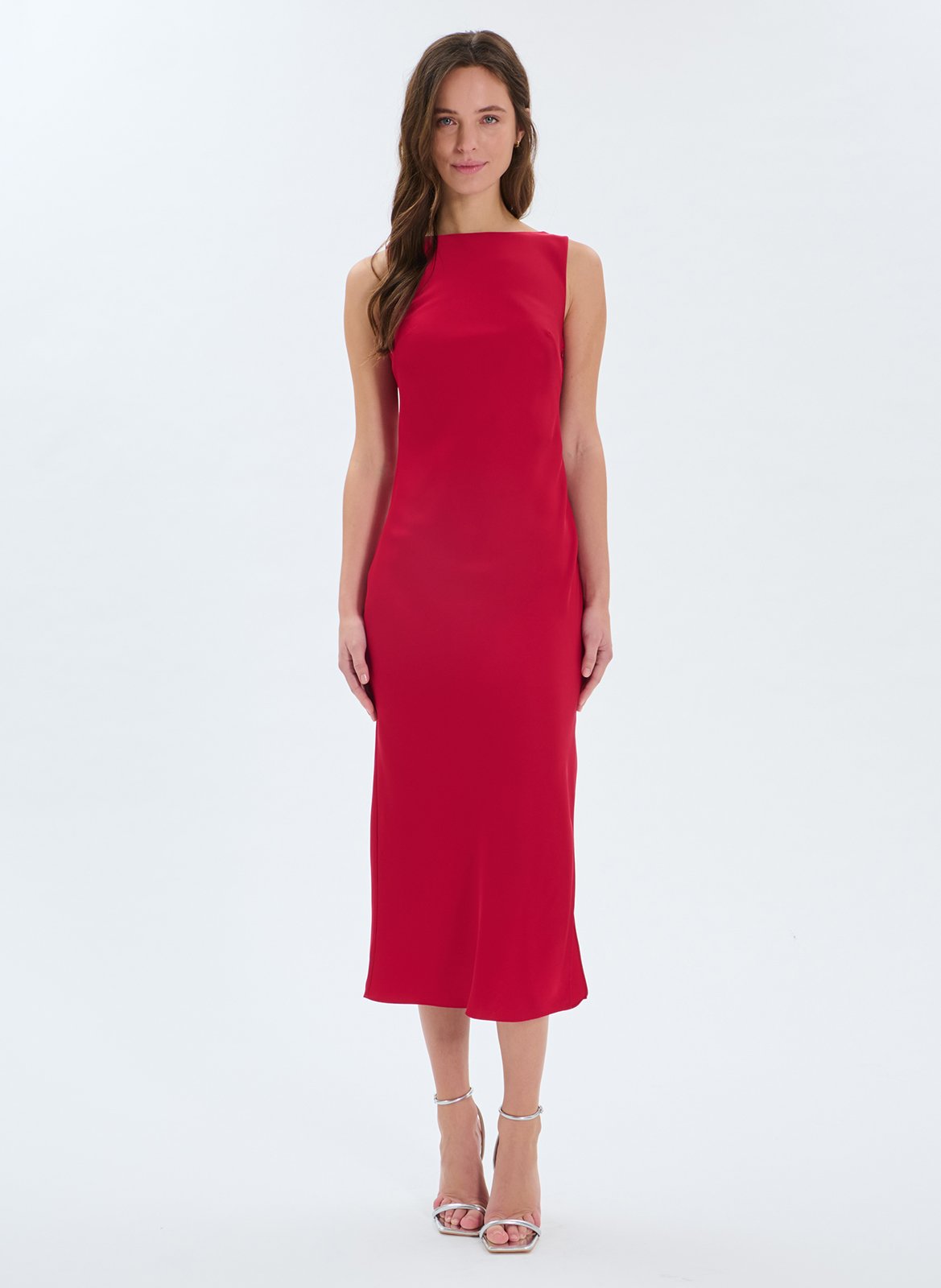 Lange jurk met boothals ZAPA Rood