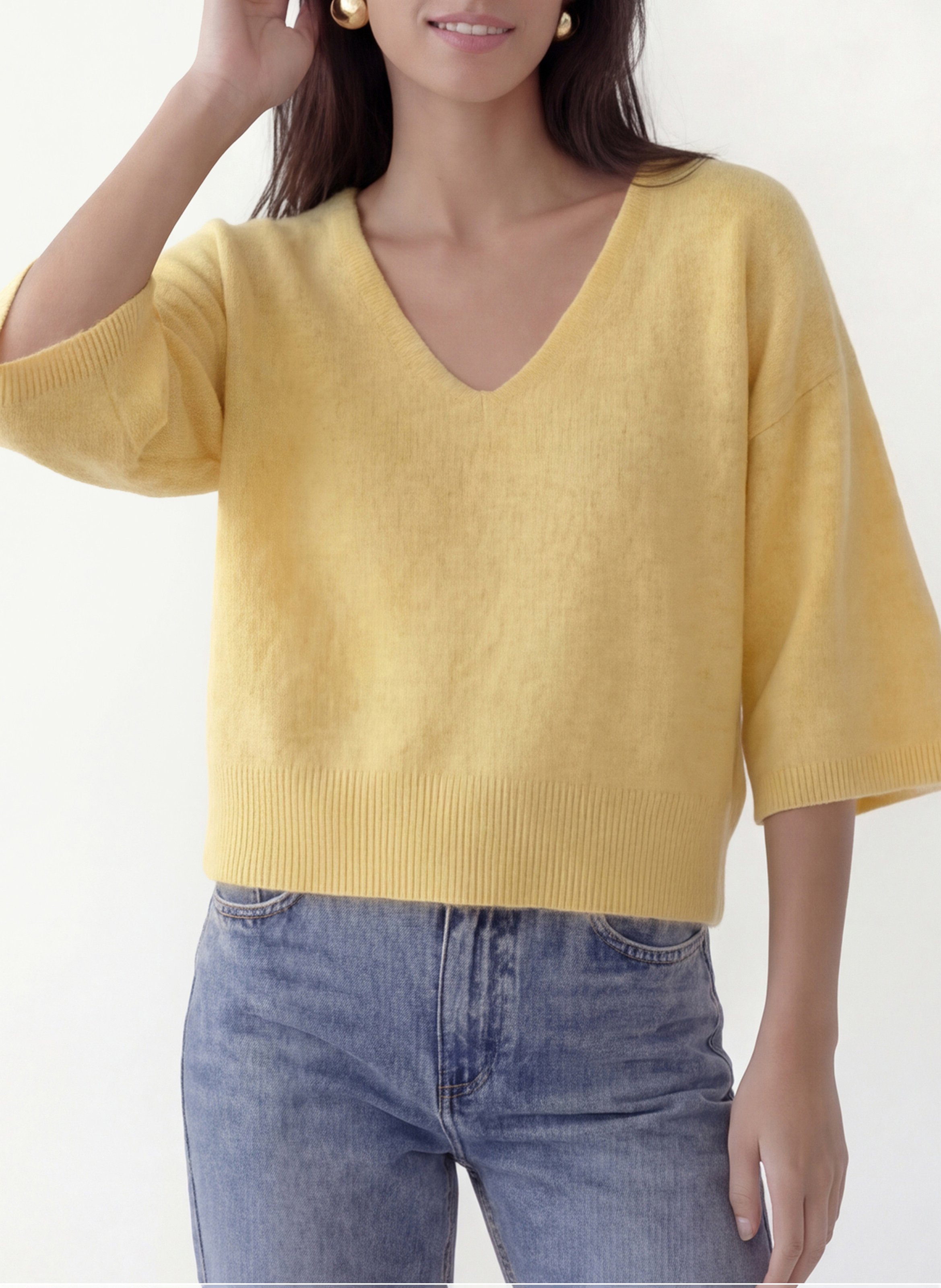 Pullover mit V-Ausschnitt KOOKAI Gelb