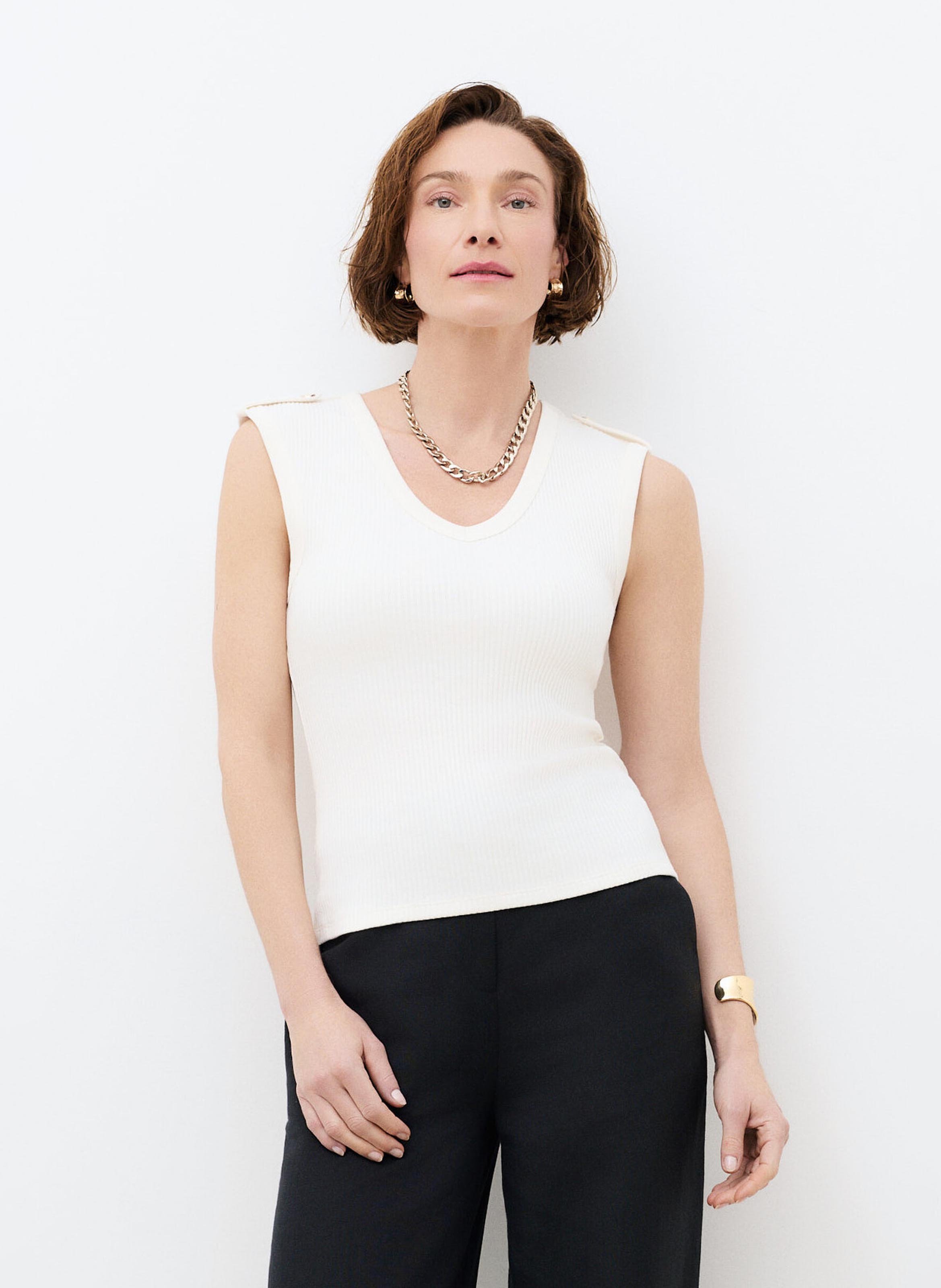 Top col V  CAROLL Beige