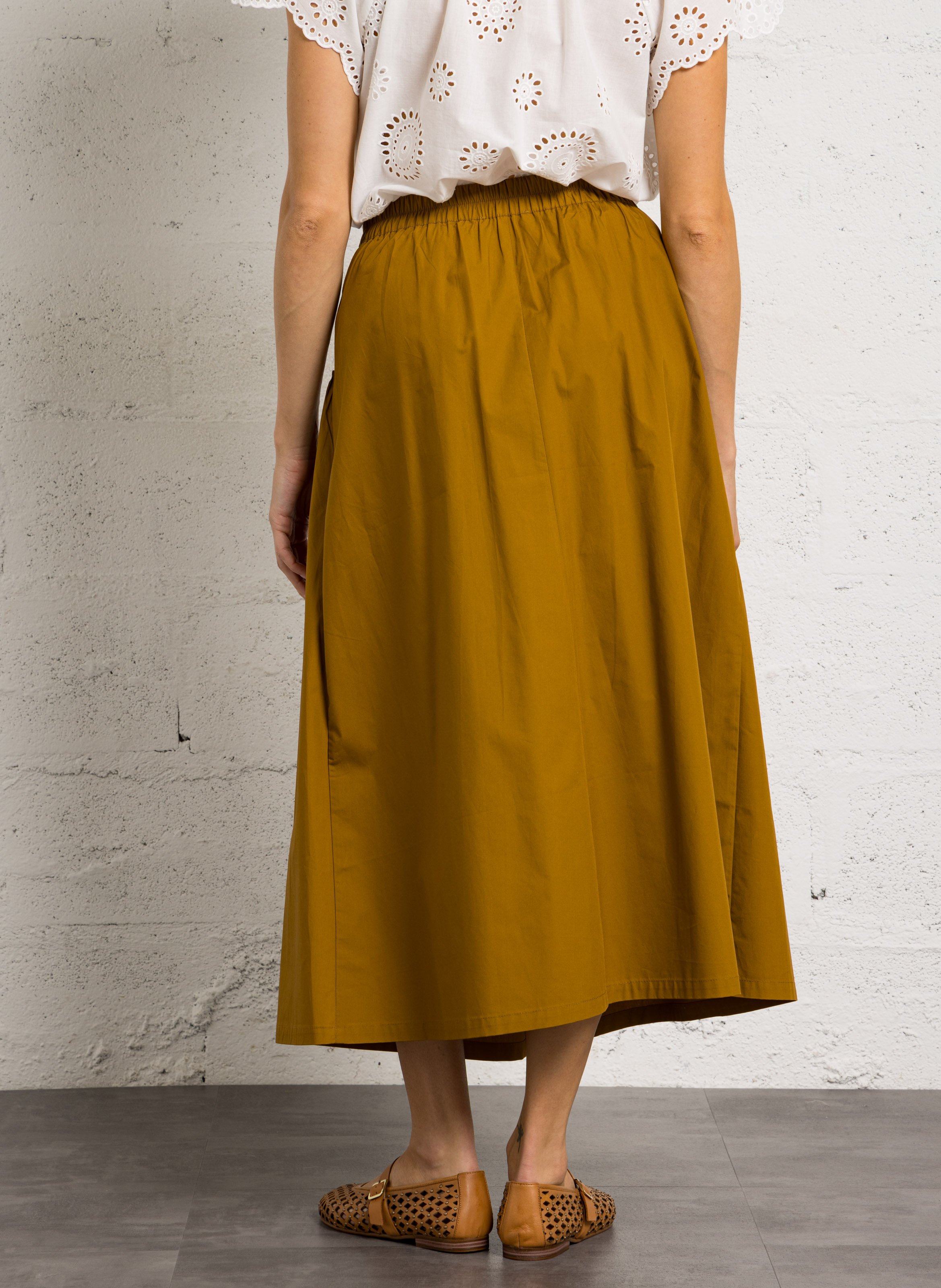 Jupe évasée en coton JC SOPHIE Marron