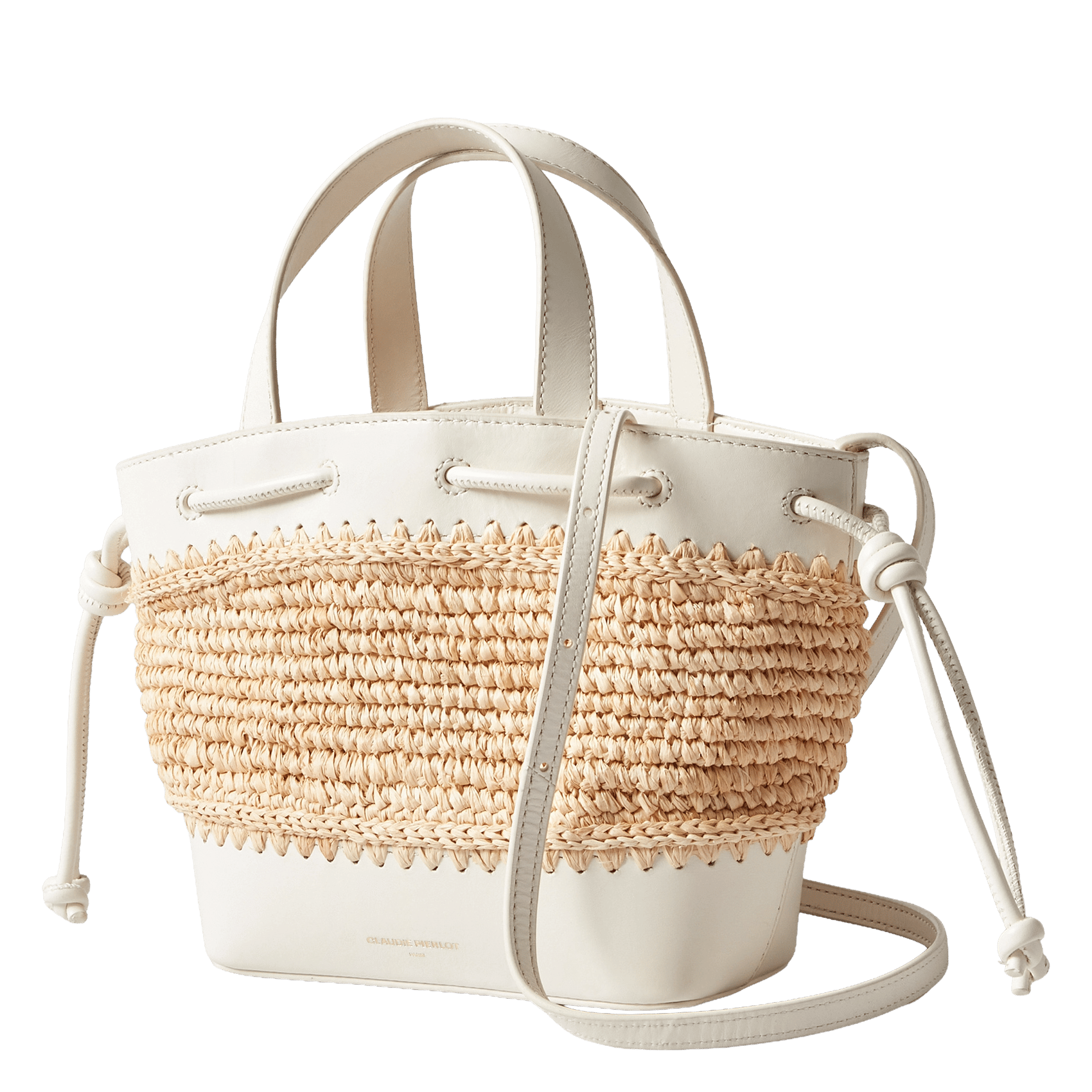 Gevlochten raffia en gladleren tas CLAUDIE PIERLOT Beige