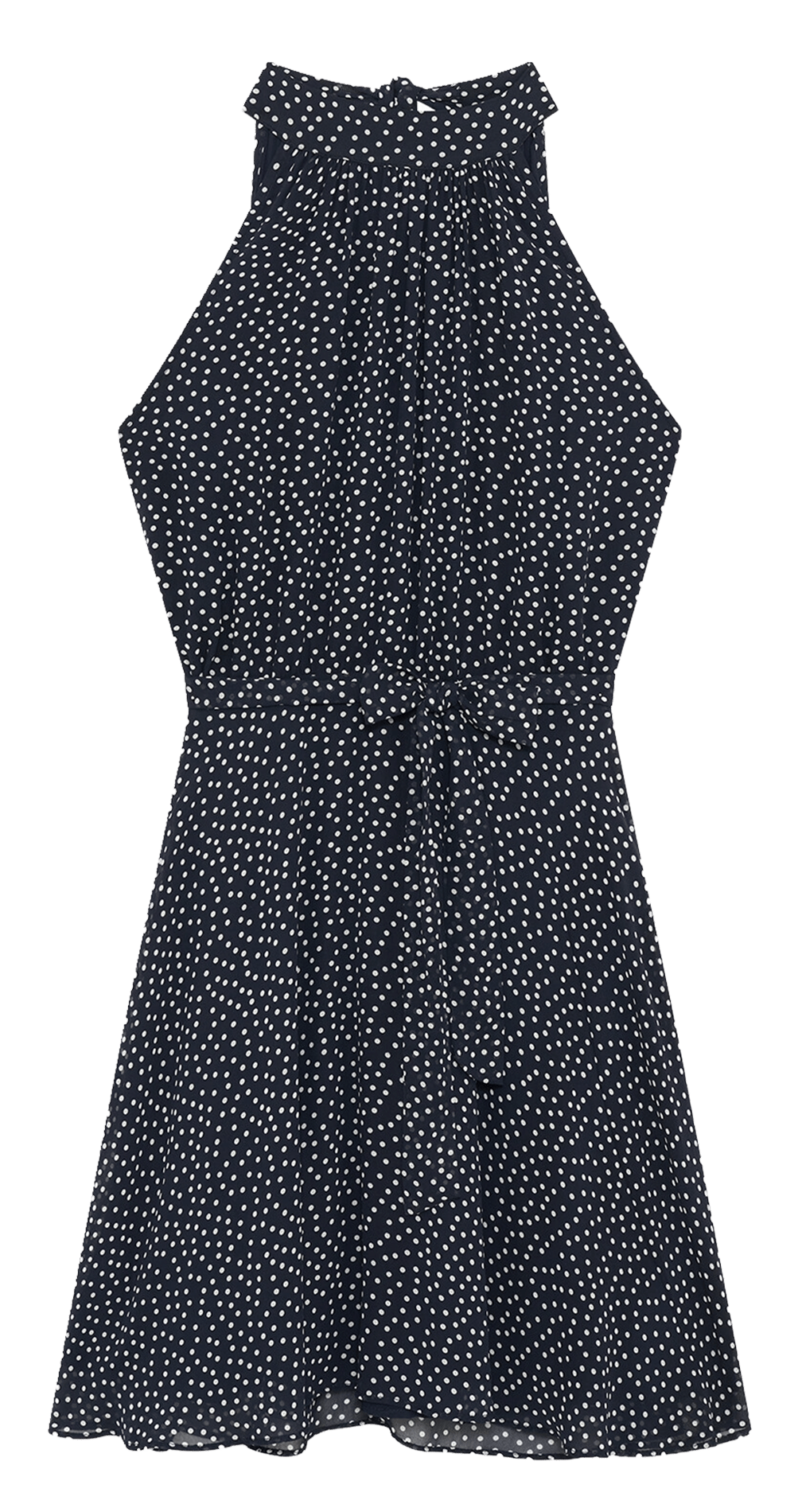 Robe courte ceinturée à pois CAROLL Bleu