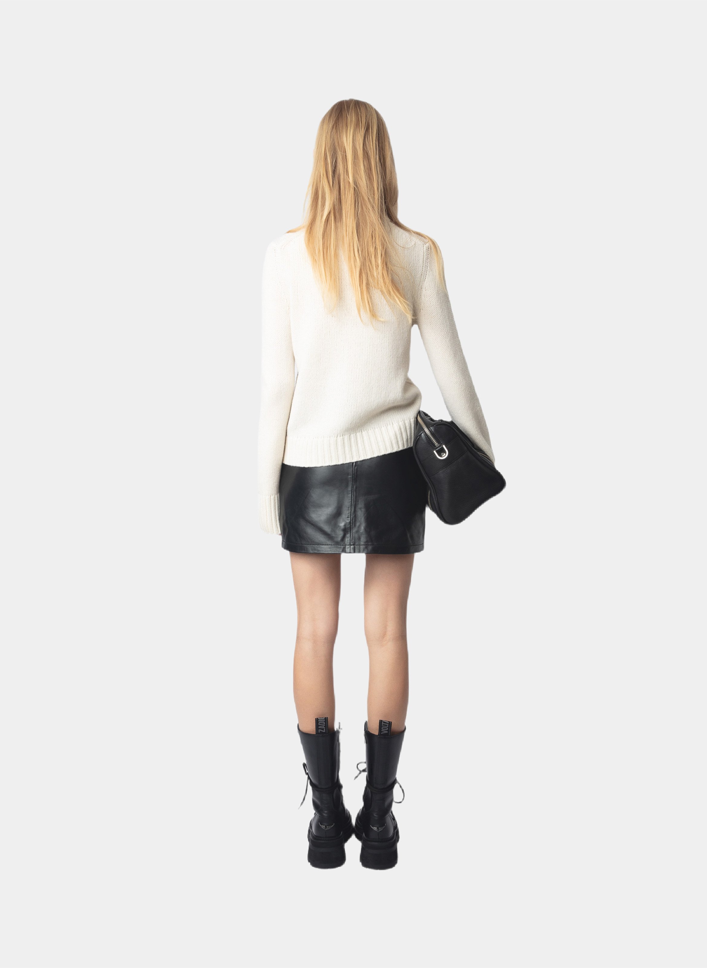 Pull droit en laine jacquard ZADIG&VOLTAIRE Blanc