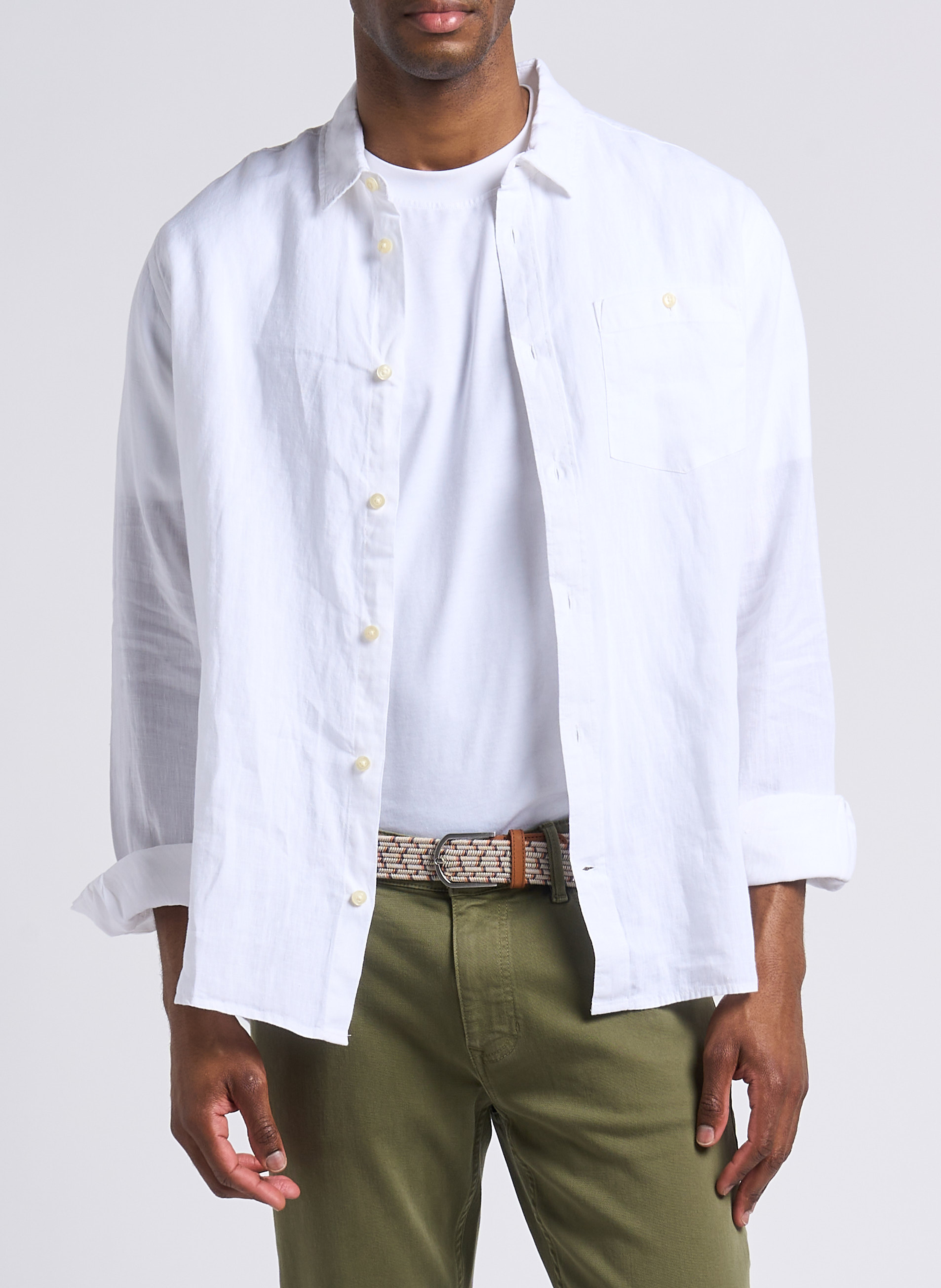 Regular-fit linen shirt KNOWLEDGE COTTON APPAREL White