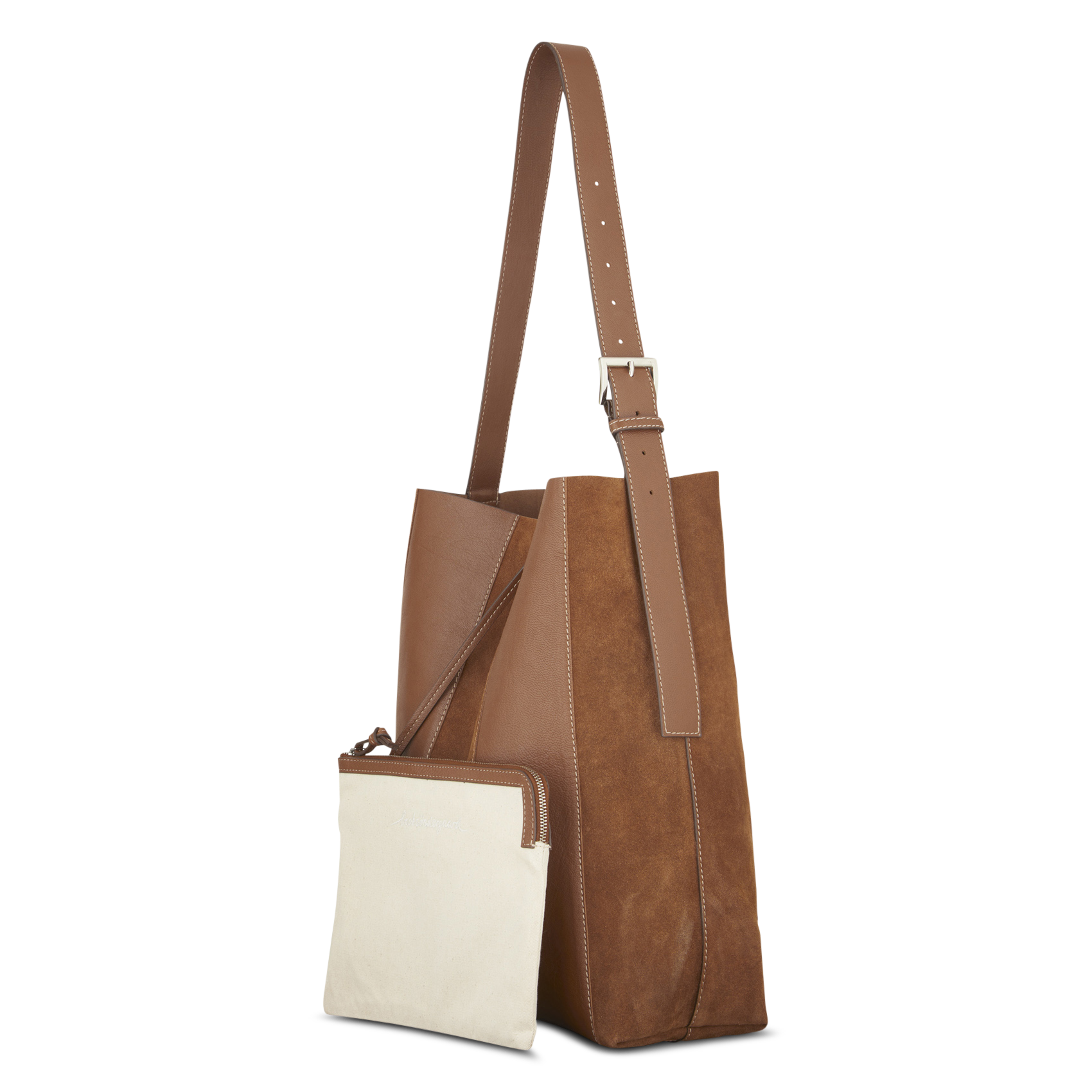 Einfarbige Lederschultertasche BECKSONDERGAARD Braun