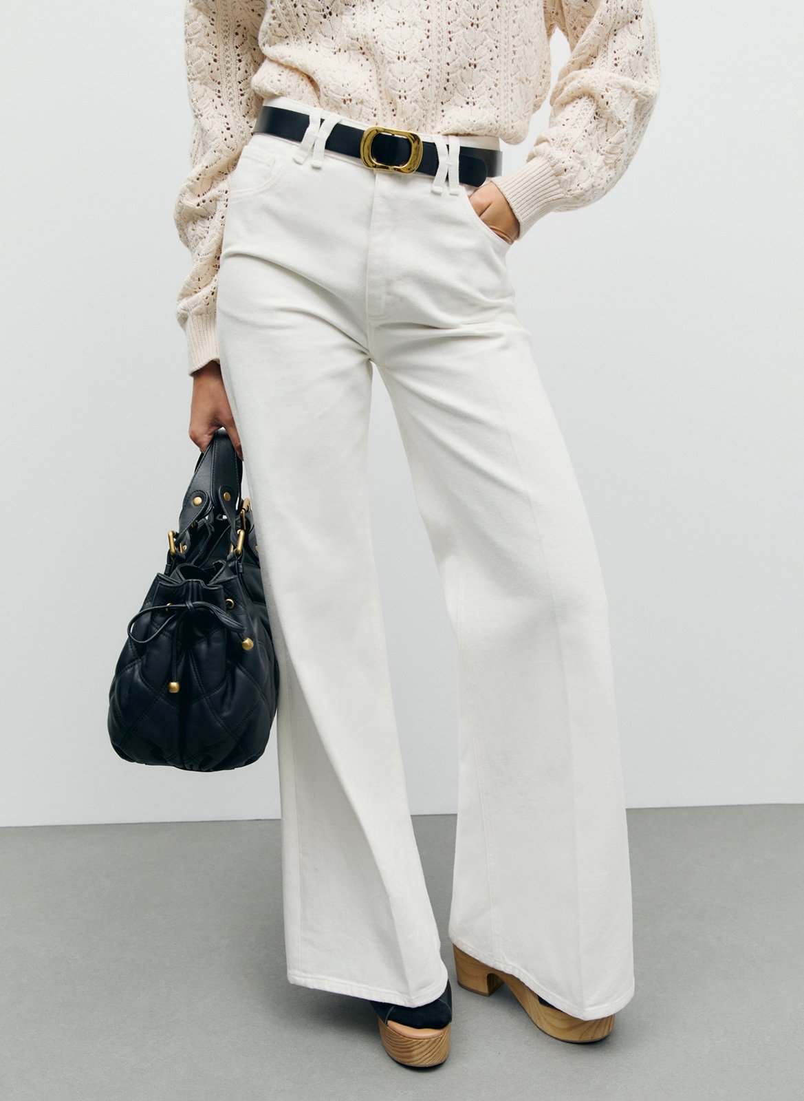 Pantalon flare taille haute uni GERARD DAREL Blanc