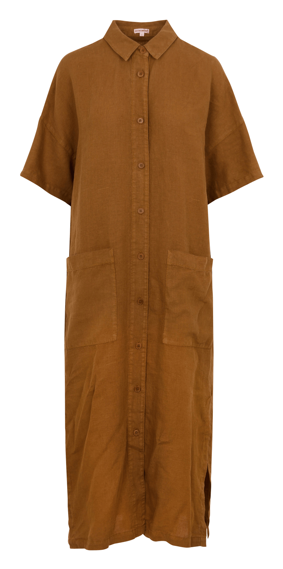 Langes, weites einfarbiges Leinenkleid BENSIMON Braun