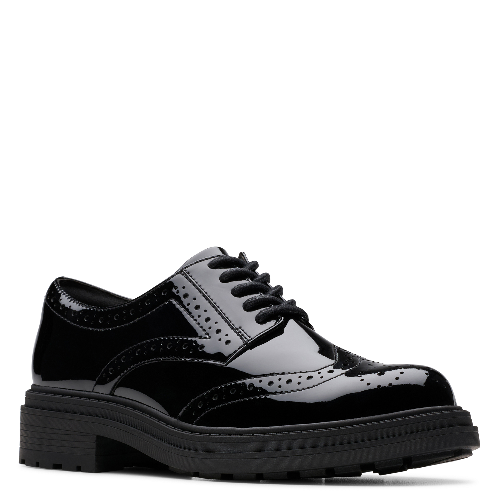 Derbies à lacets en cuir vernis CLARKS Noir