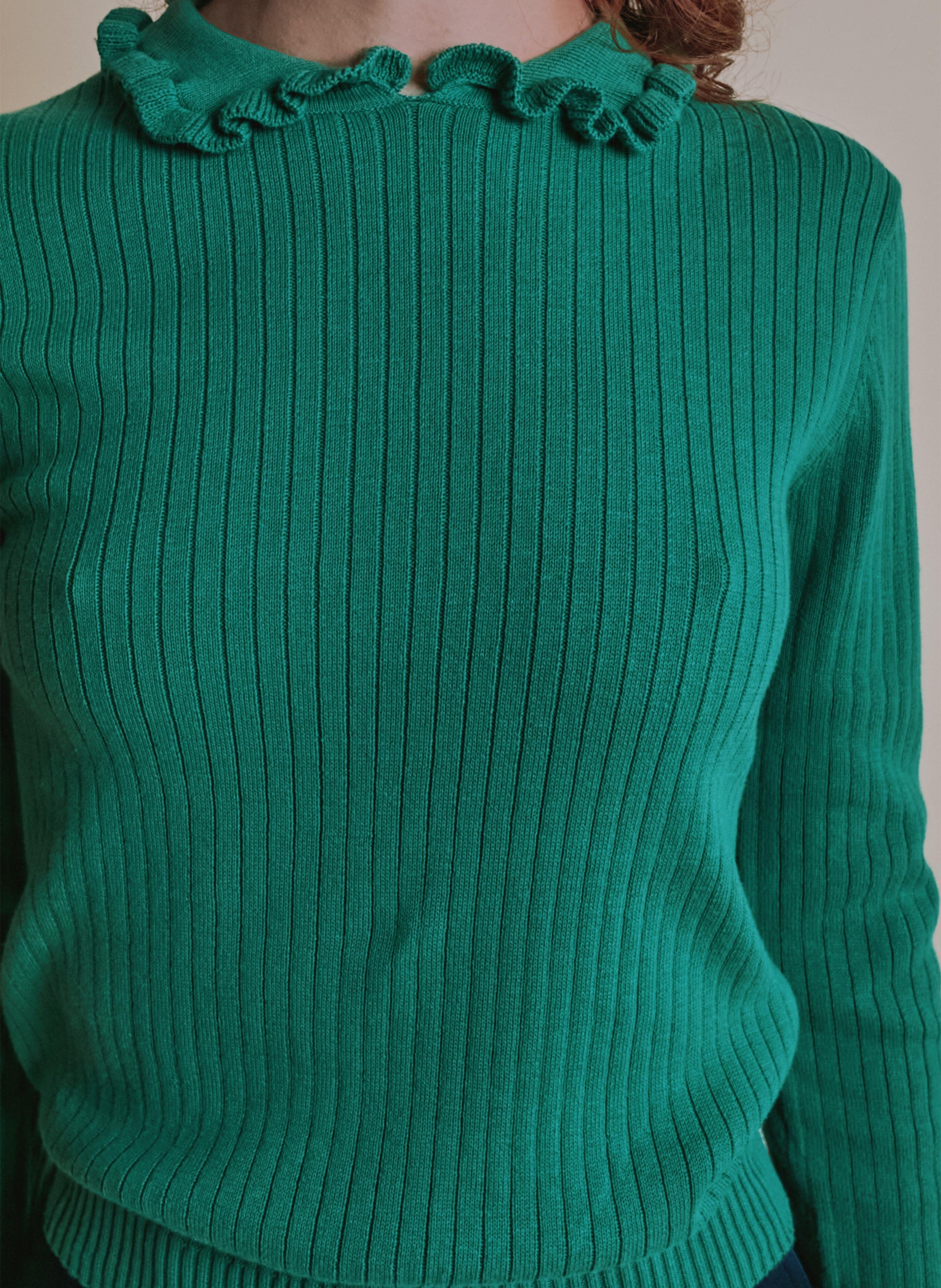 Cotton sweater with classic collar EMILE ET IDA Green