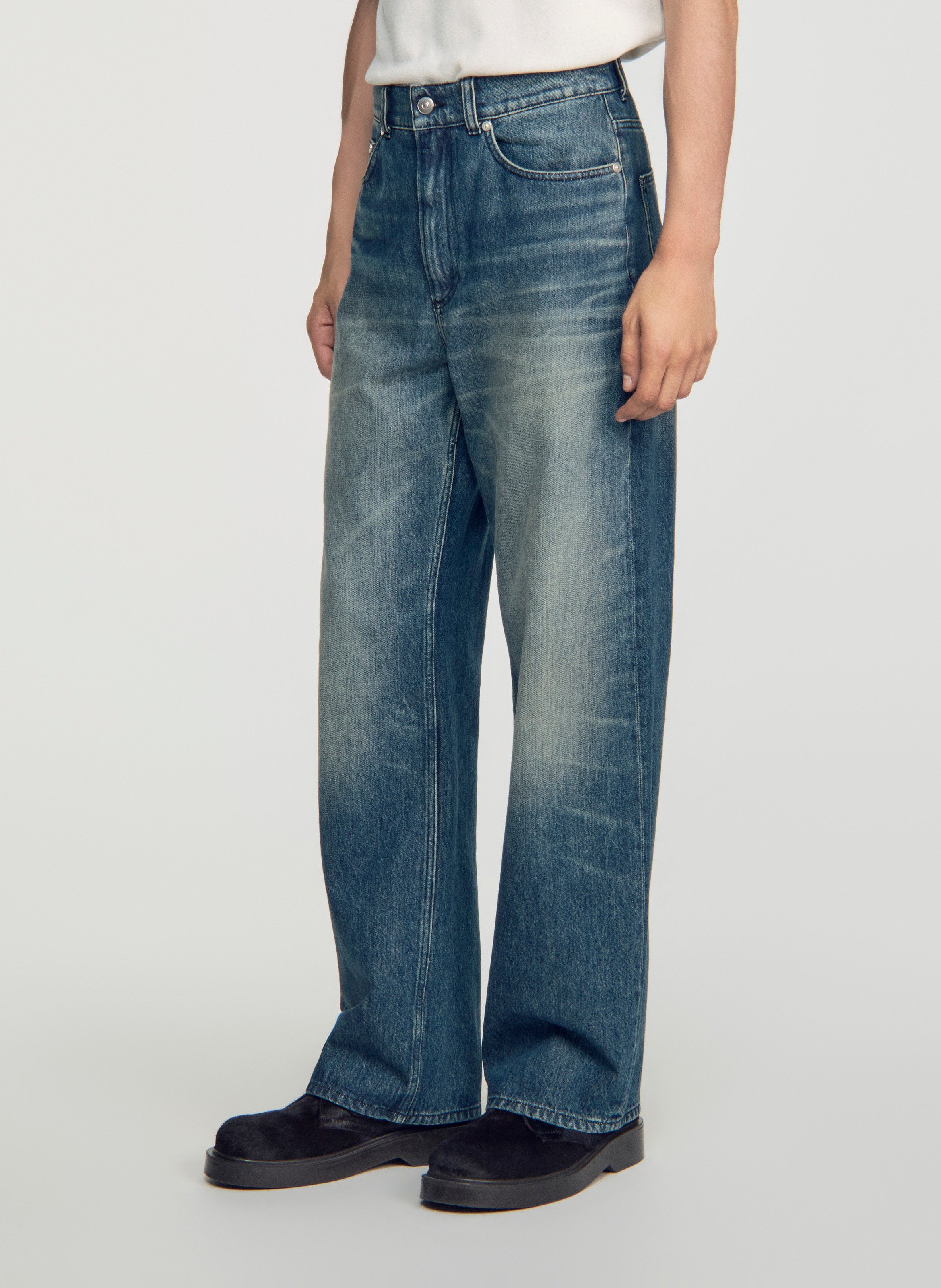 Jean droit en coton SANDRO Bleu