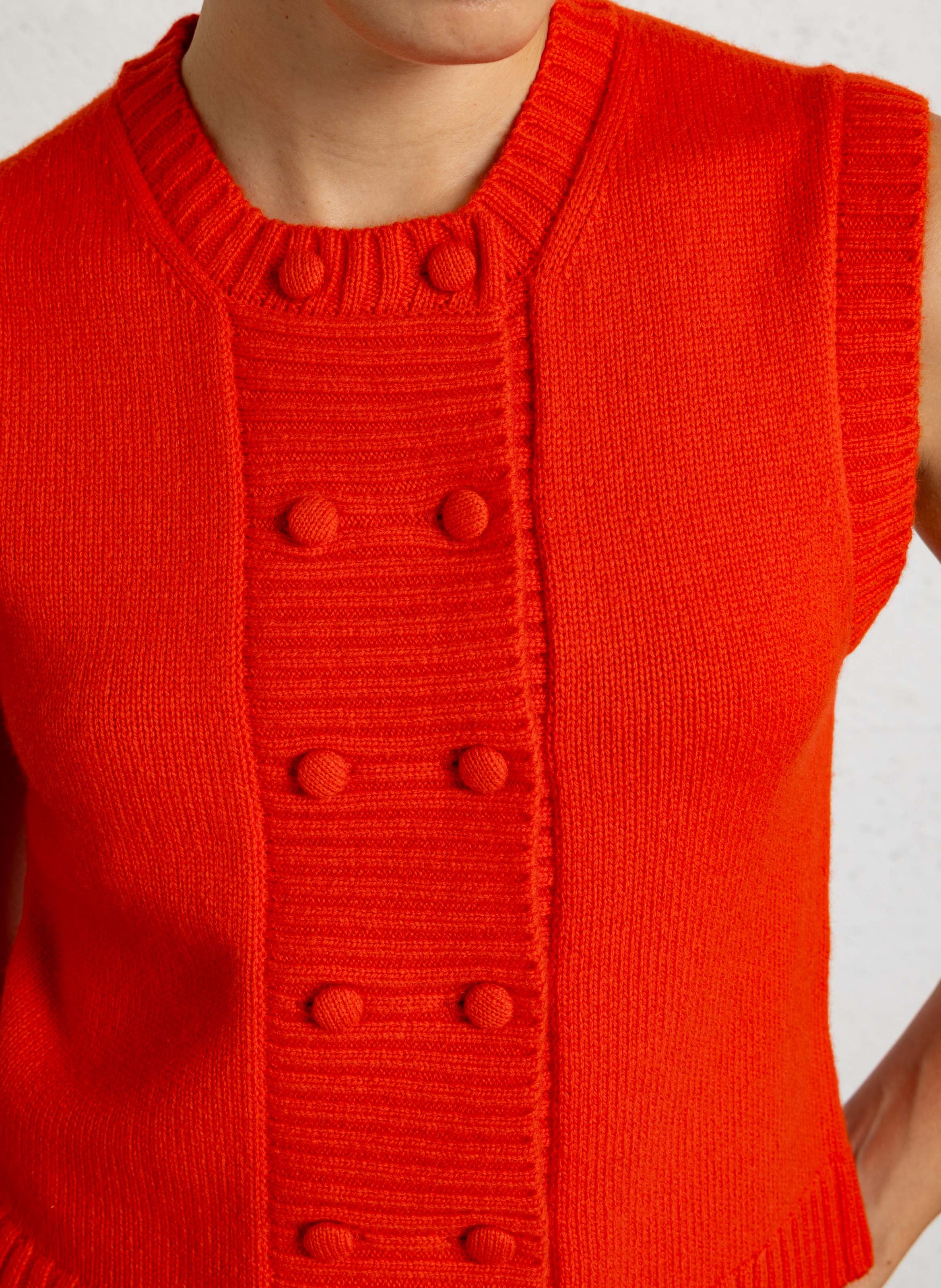 Strickjacke aus Wolle mit Rundhalsausschnitt THE TINY BIG SISTER Rot