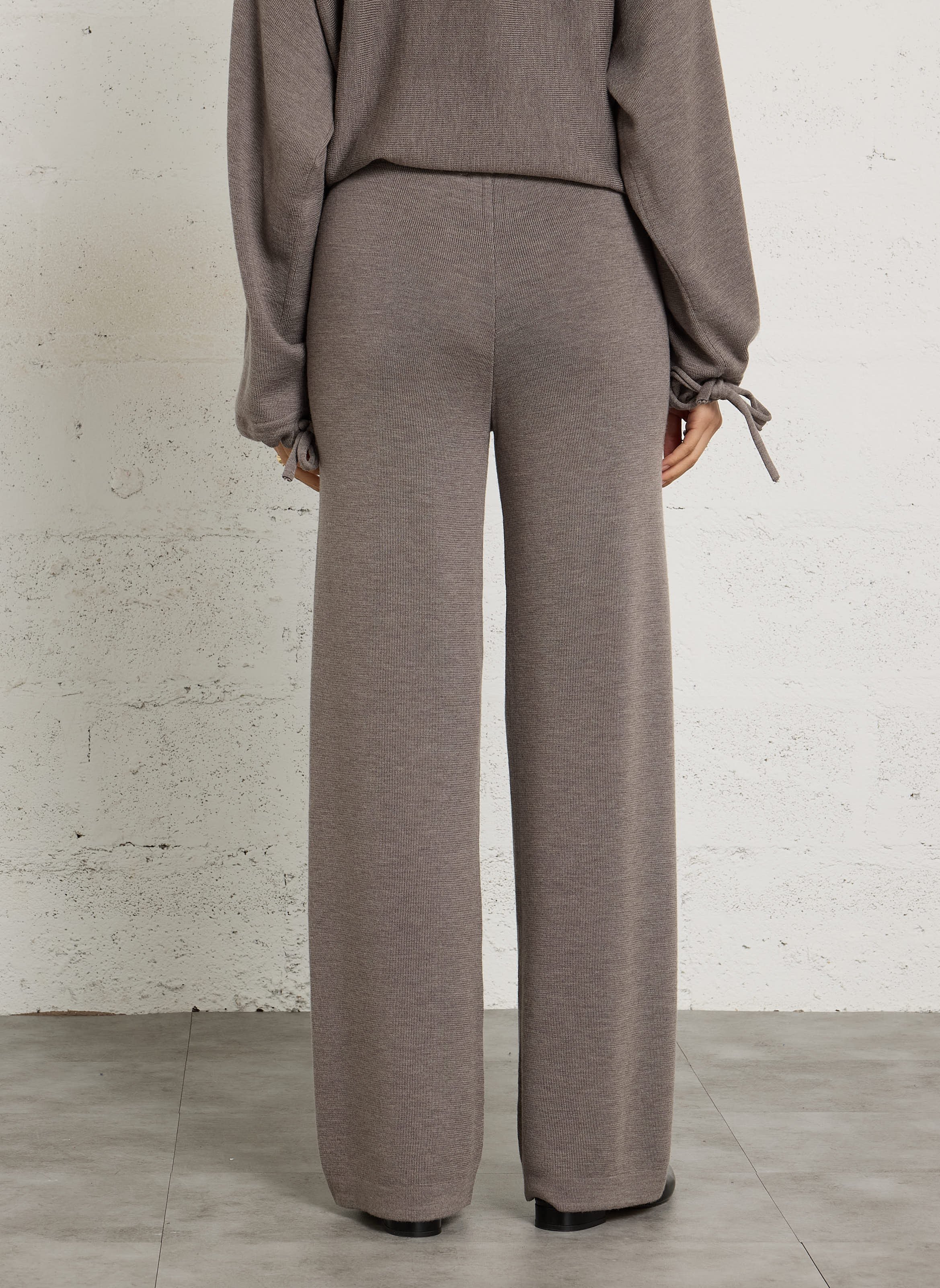 Wijde broek van merinowol MAJESTIC FILATURES Bruin