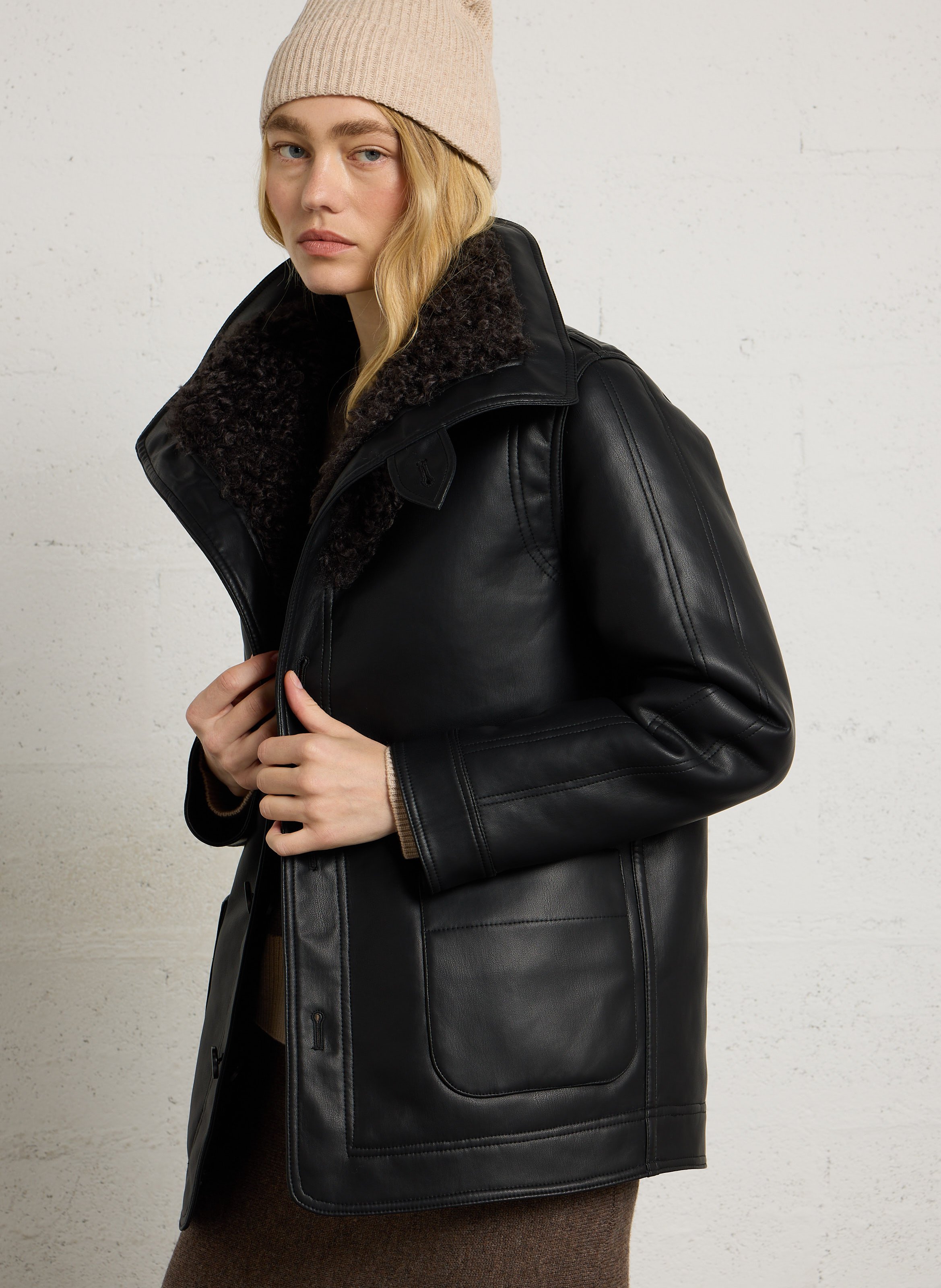 Veste droite col montant LEON & HARPER Noir