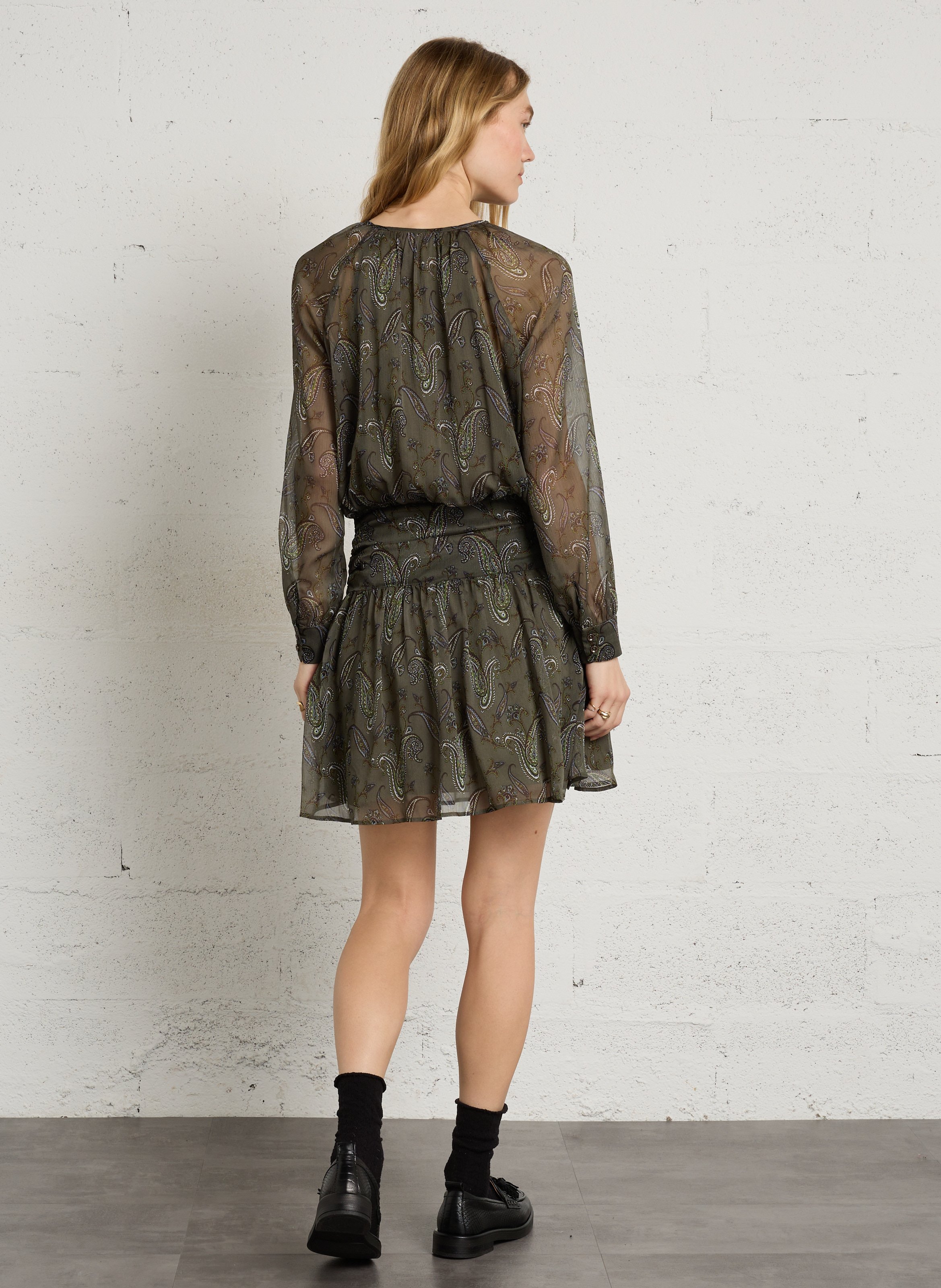Short printed dress IKKS Khaki
