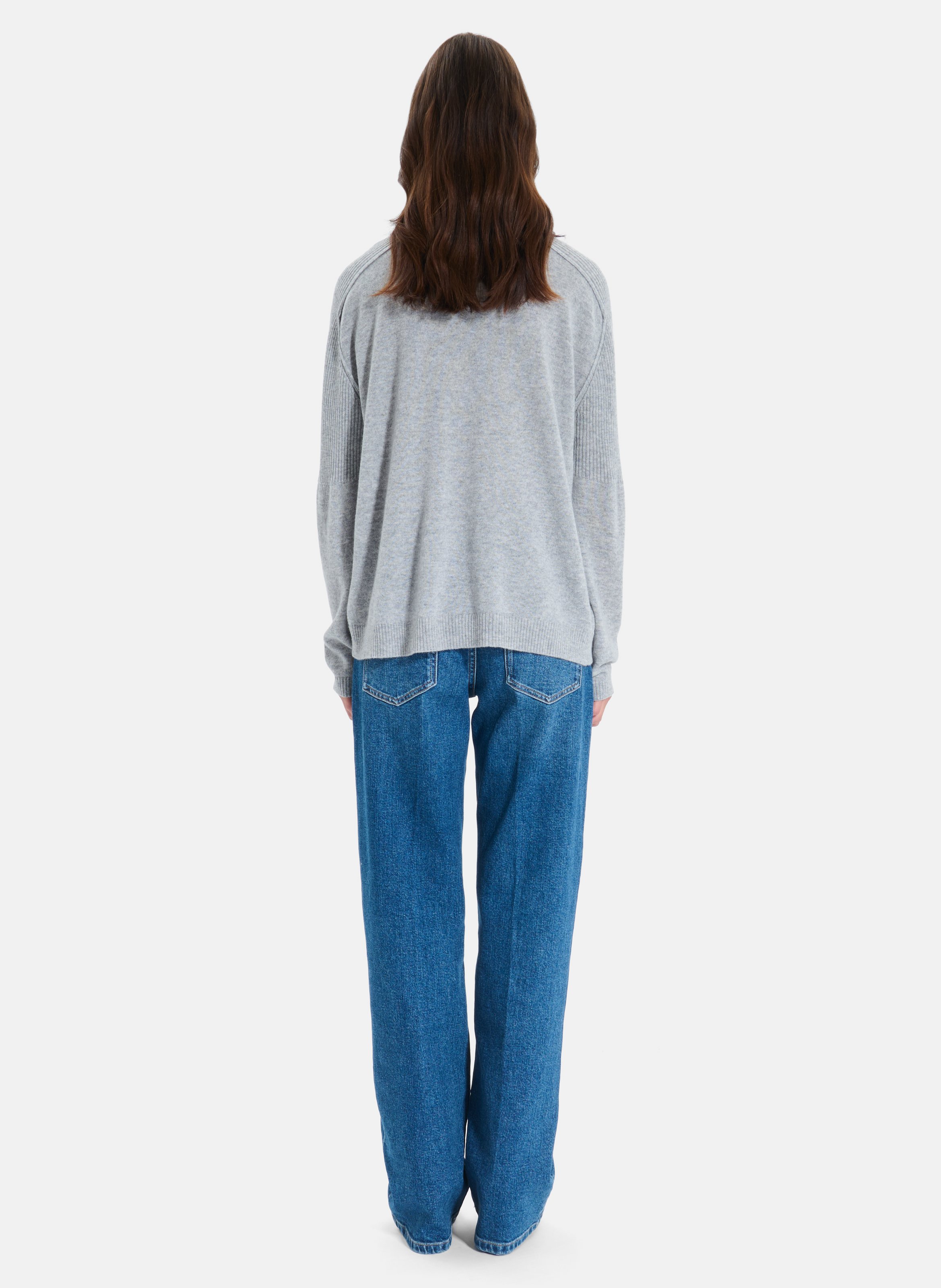 Pull col V en cachemire ZAPA Gris