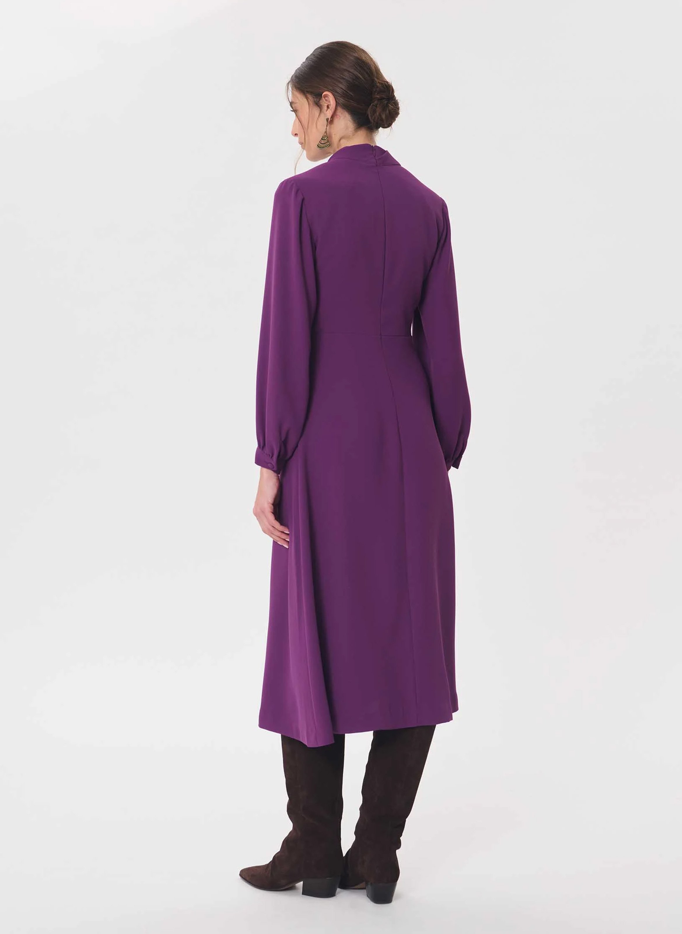 Plain loose-fitting long-sleeved dress | Purple TARA JARMON Women