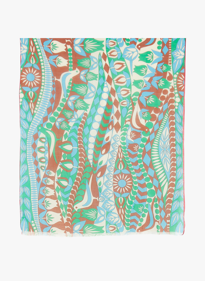 NICE THINGS Katoenen foulard met caleidoscopische print | Rood